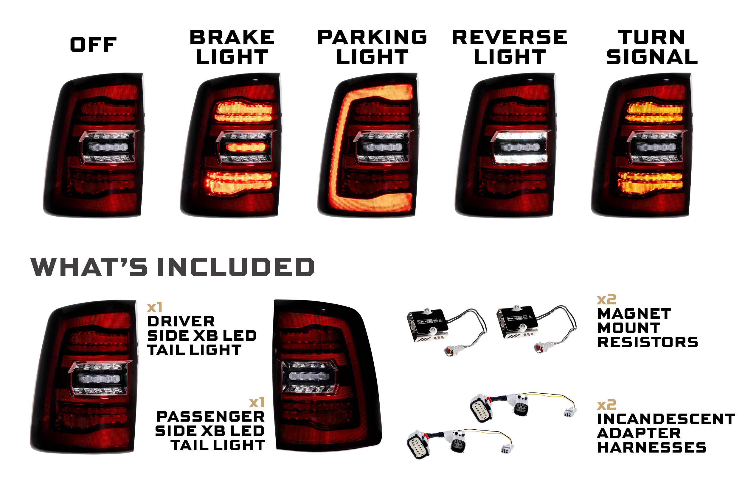 19-24 Ram HD XB LED Tail Lights (Red) photo 4