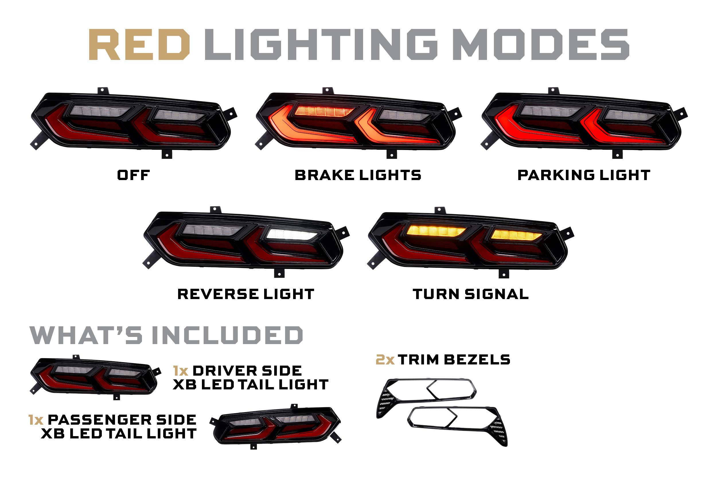14-19 Chevrolet Corvette C7 XB LED Tail Lights (Red) photo 7