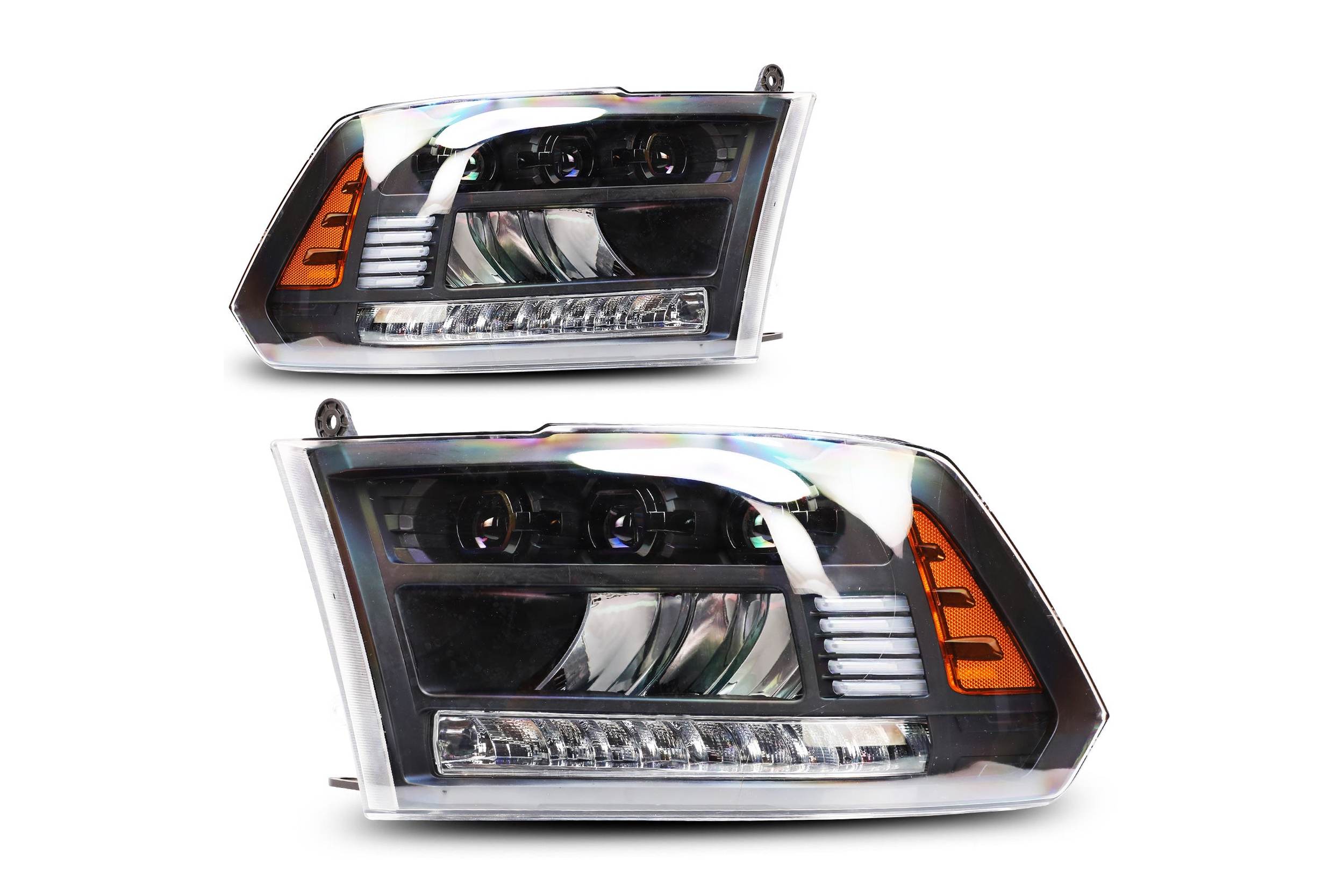 13-18 Ram 1500/HD: Renegade Projector LED Headlights - Gloss Black/Clear