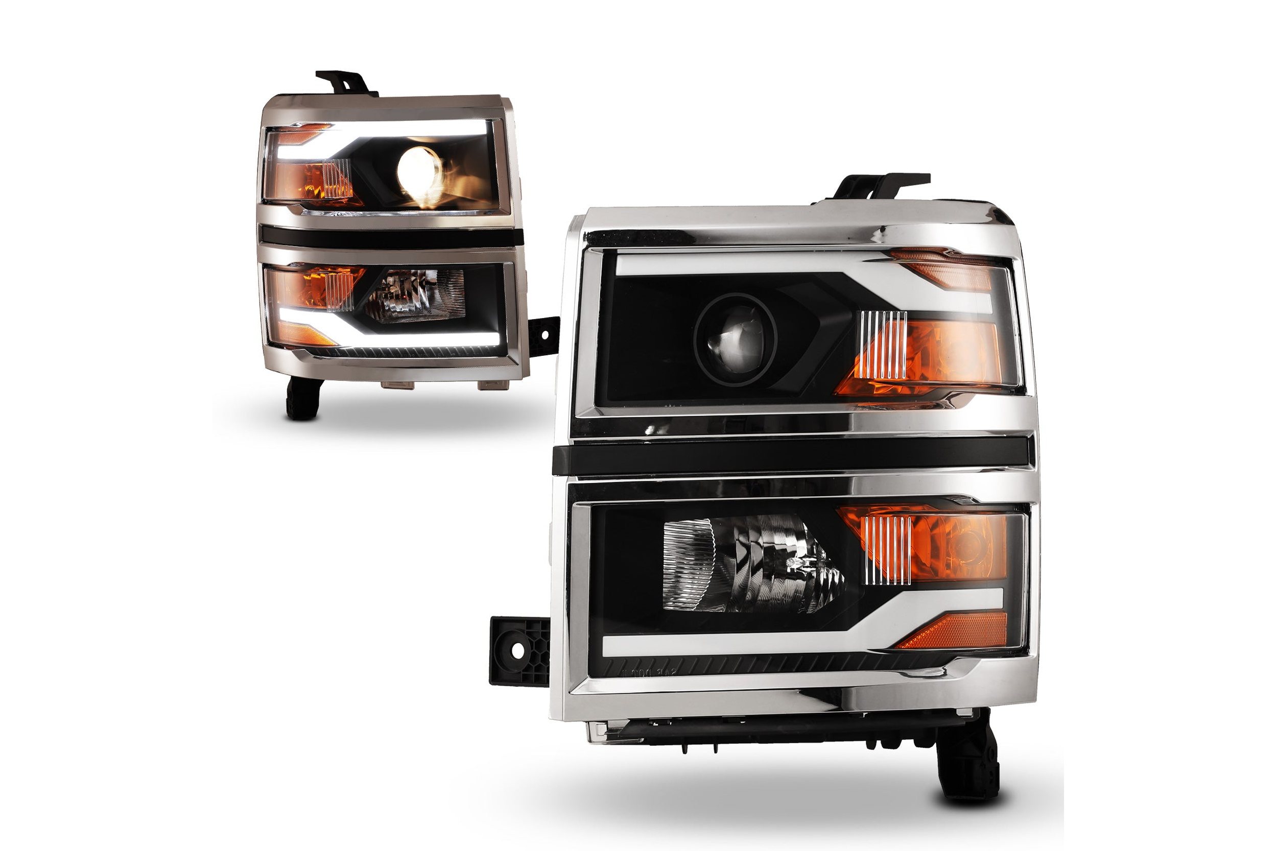 14-15 Chevrolet Silverado 1500: Winjet LED Projector Headlights - Black/Clear