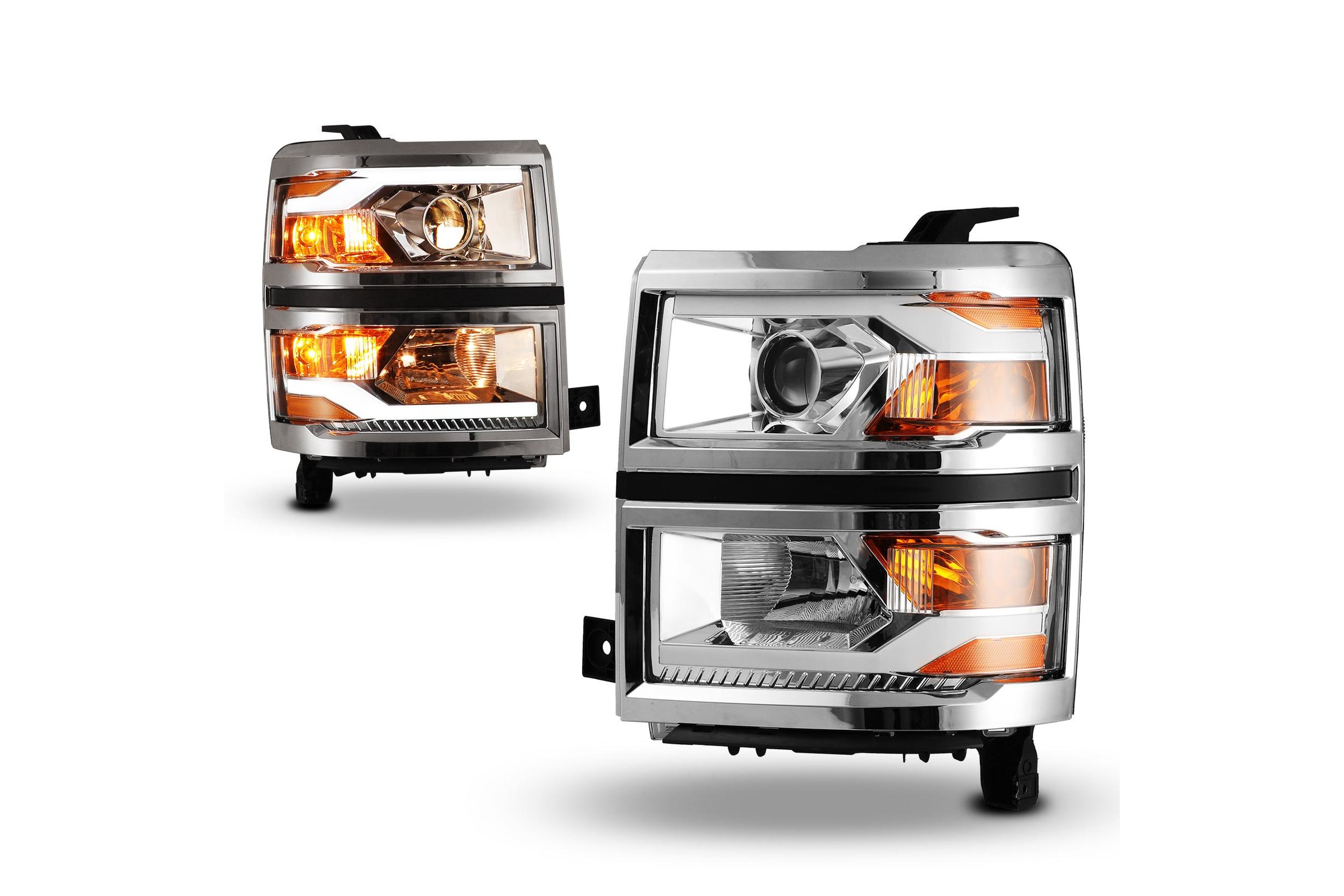 14-15 Chevrolet Silverado 1500: Renegade Projector LED Headlights - Chrome/Clear