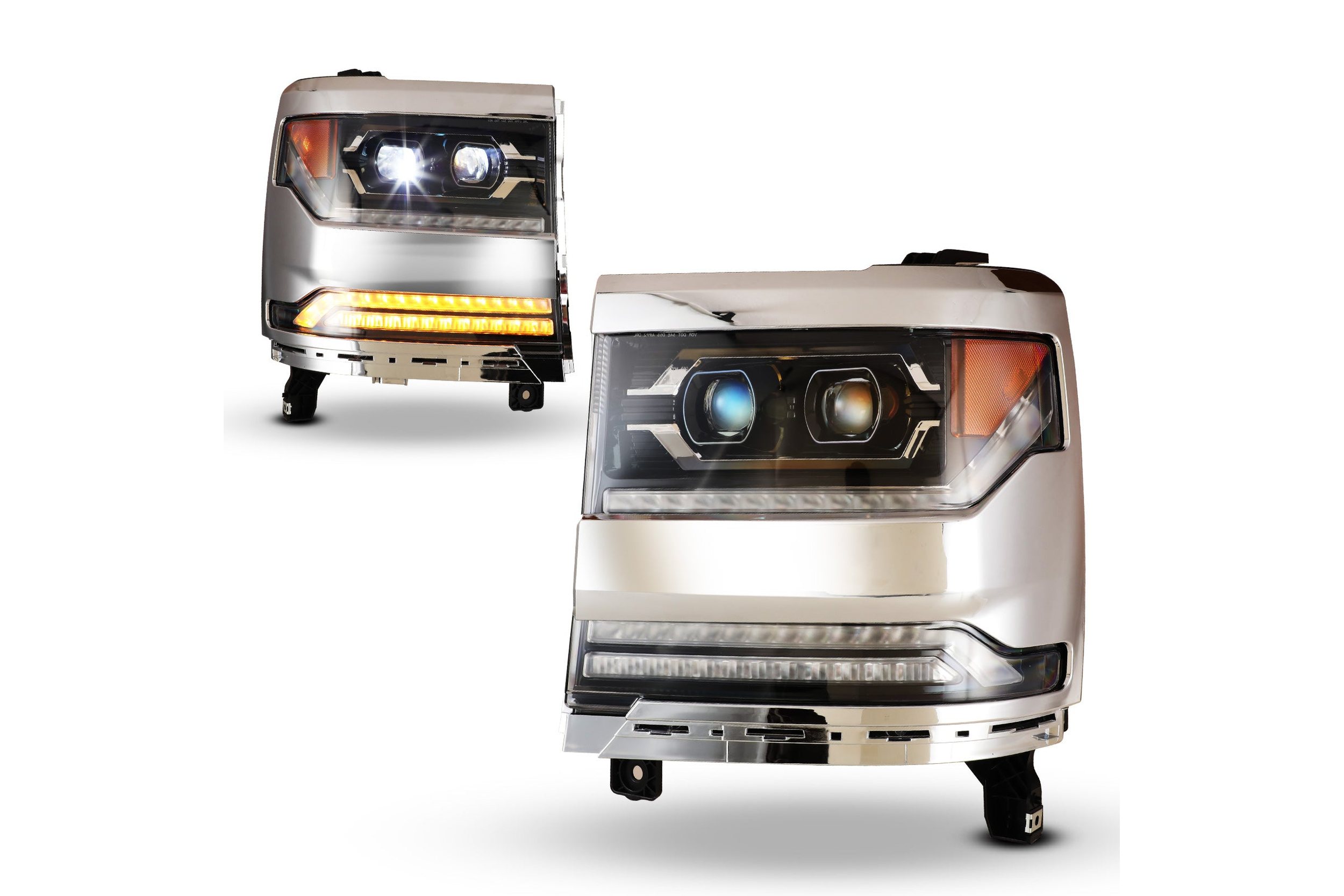 16-18 Chevrolet Silverado 1500: Renegade Projector LED Headlights - Gloss Black/Clear