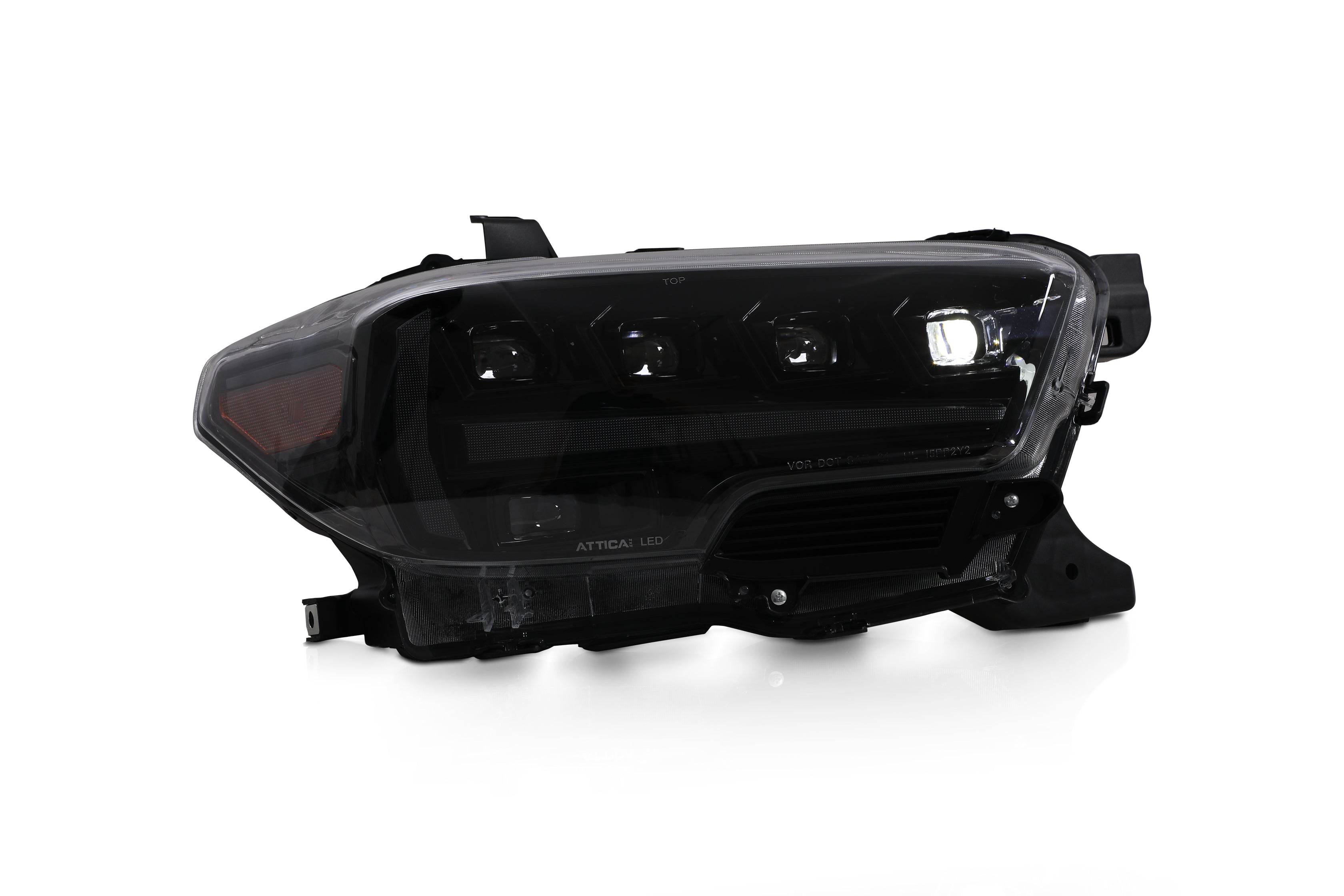 16-23 Toyota Tacoma: Attica Headlights - Glossy Black/Clear/Smoke Glow Bar photo 3