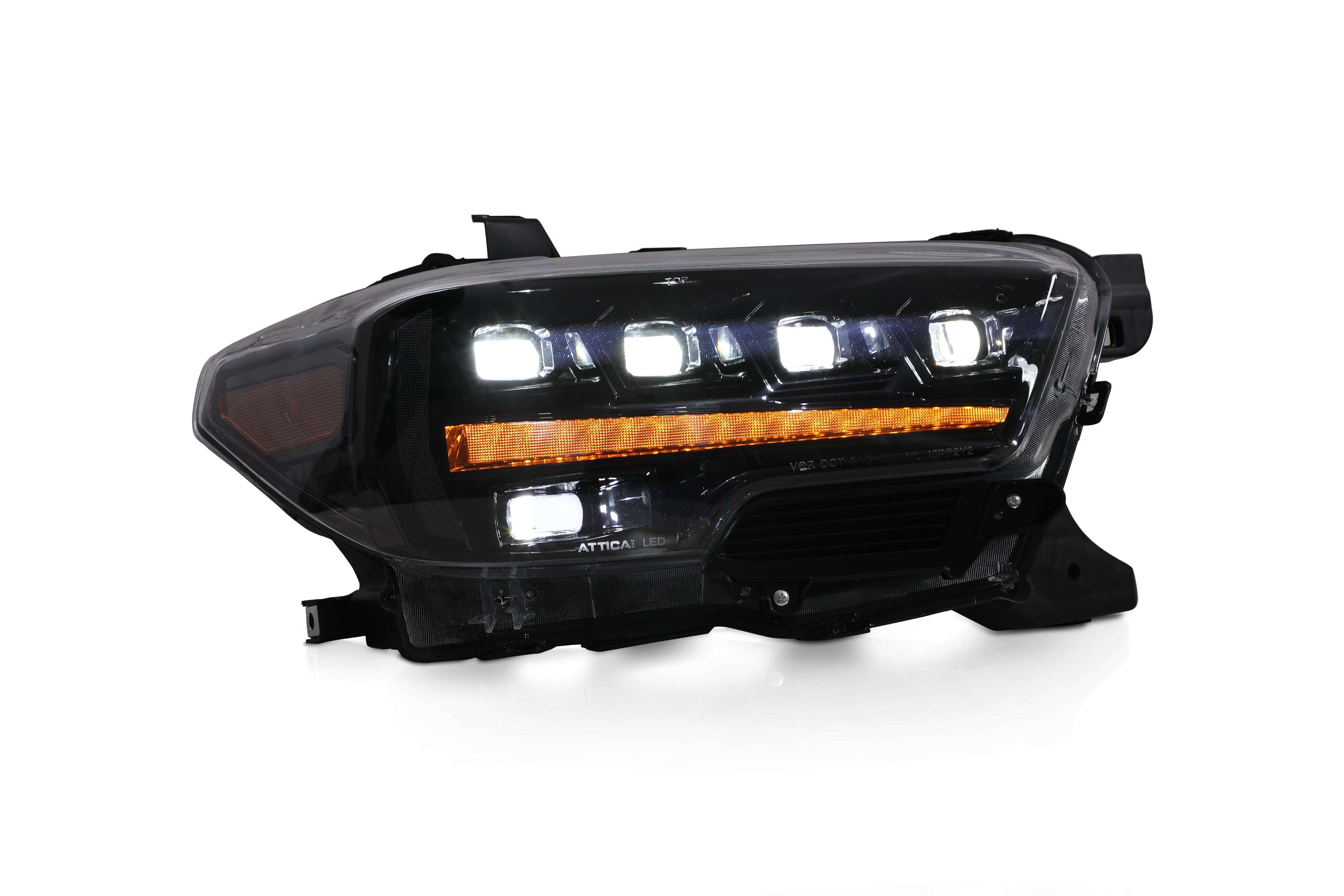 16-23 Toyota Tacoma: Attica Headlights - Glossy Black/Clear/Smoke Glow Bar photo 4