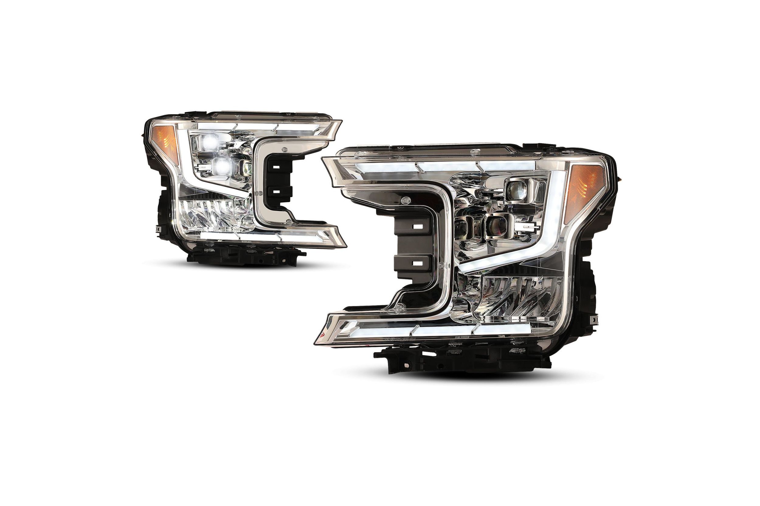 18-20 Ford F-150: Renegade Projector LED Headlights - Chrome/Clear
