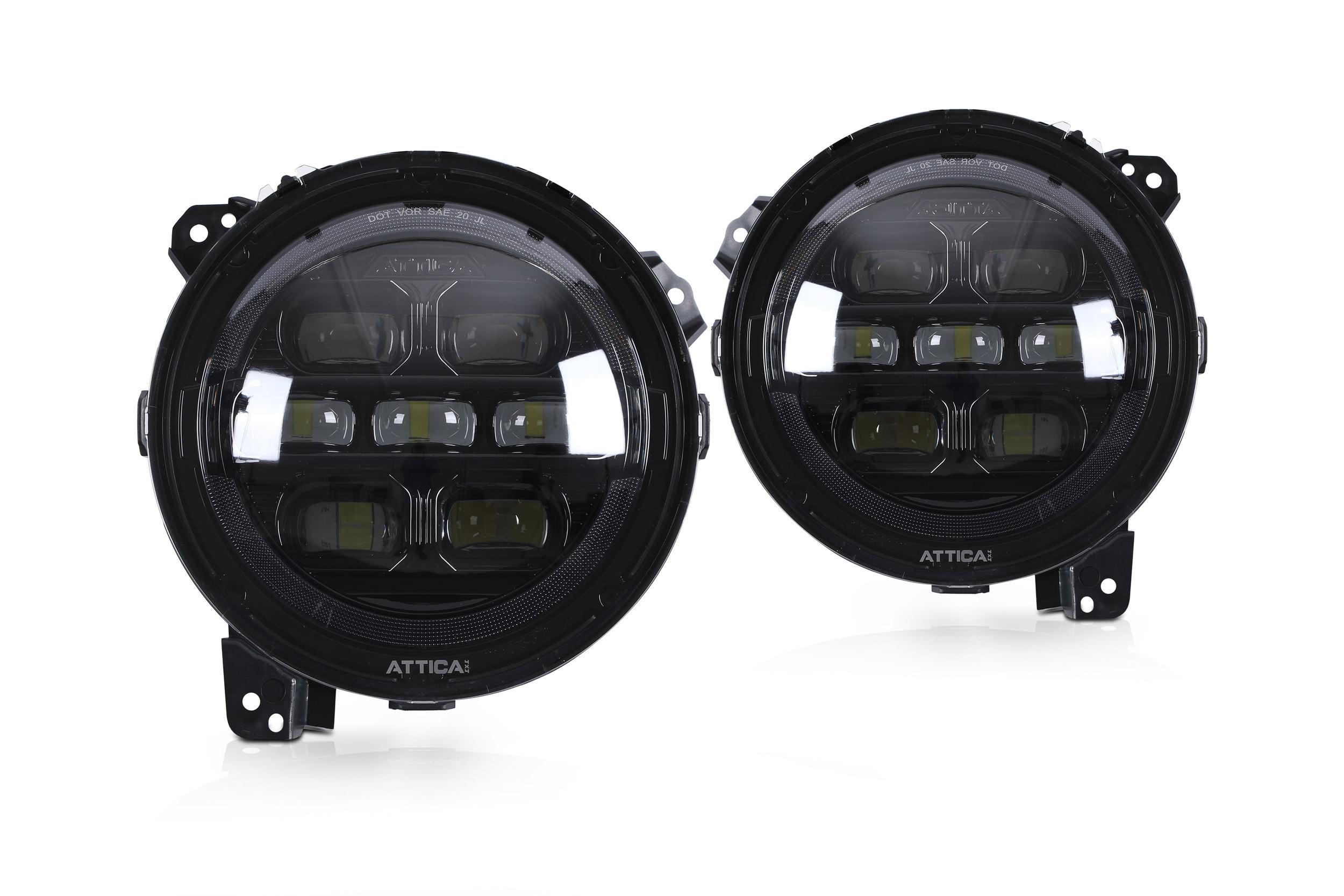 20-25 Jeep Gladiator / Wrangler: Attica Headlights - Glossy Black/Clear/Smoke Glow Bar