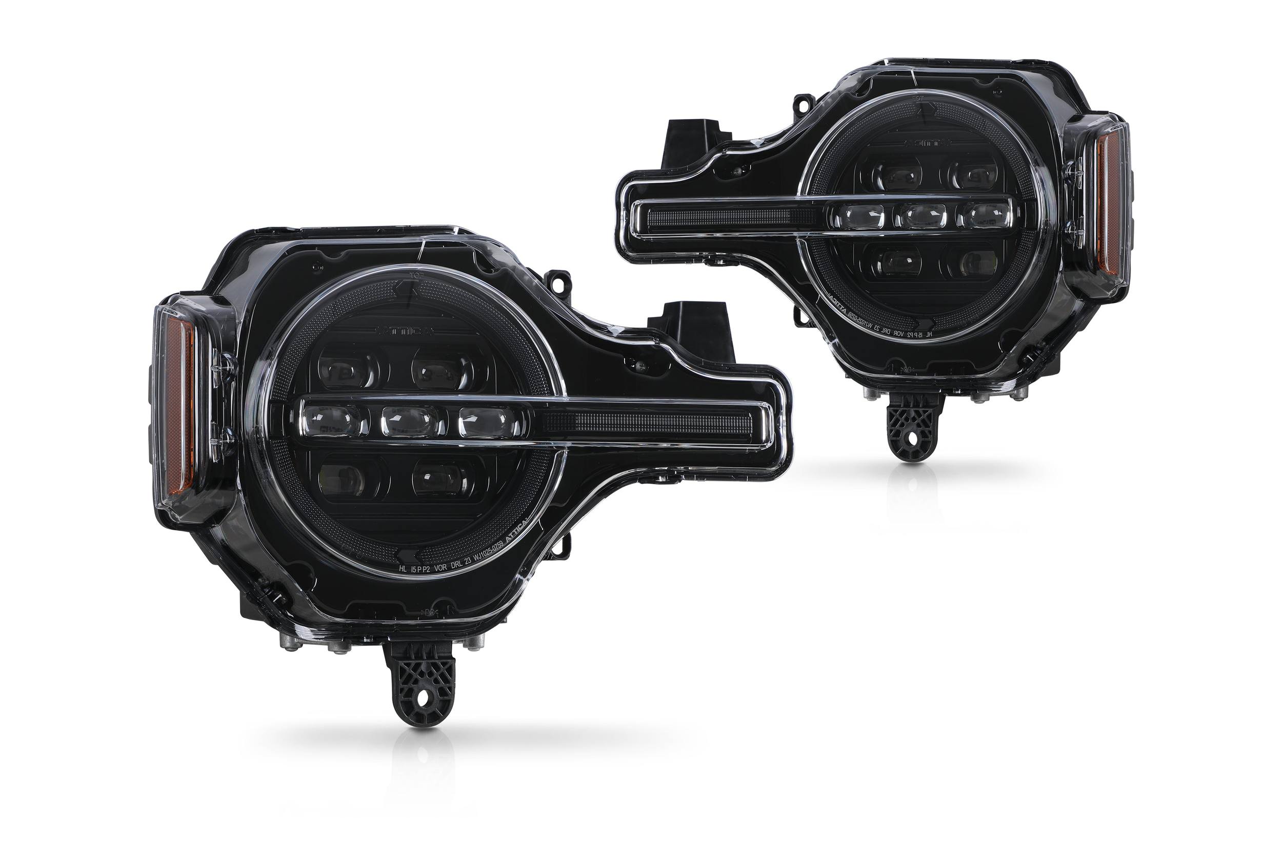 21-26 Ford Bronco: Attica Headlights - Glossy Black/Clear/Smoke Glow Bar