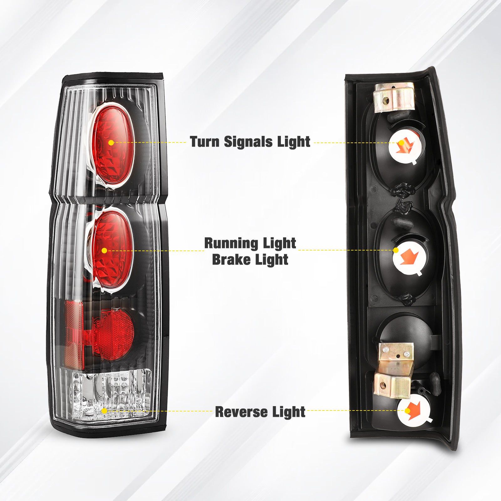 86-97 Nissan Hardbody: Winjet Altezza Tail Lights - Black/Clear photo 2