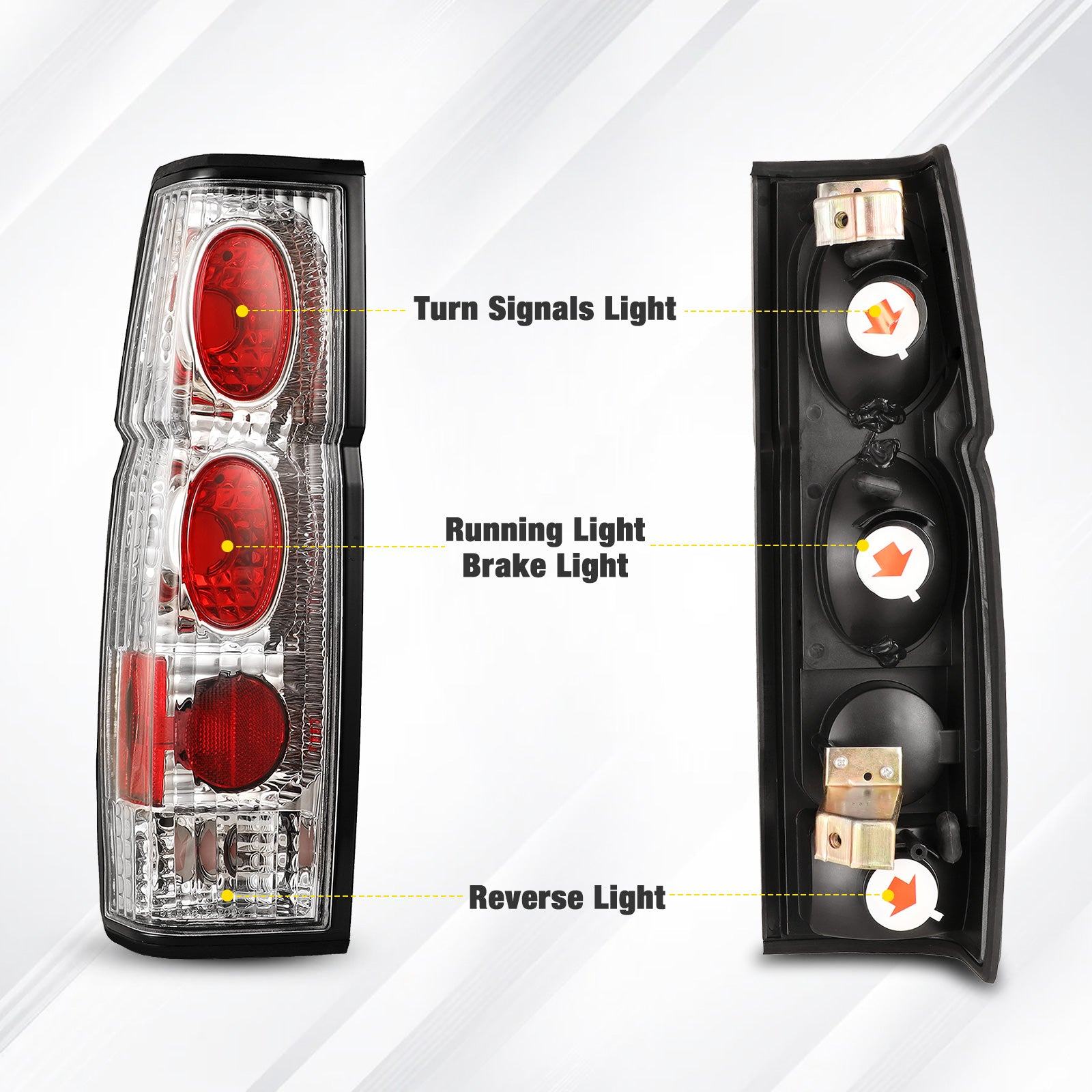 86-97 Nissan Hardbody: Winjet Altezza Tail Lights - Chrome/Clear photo 2