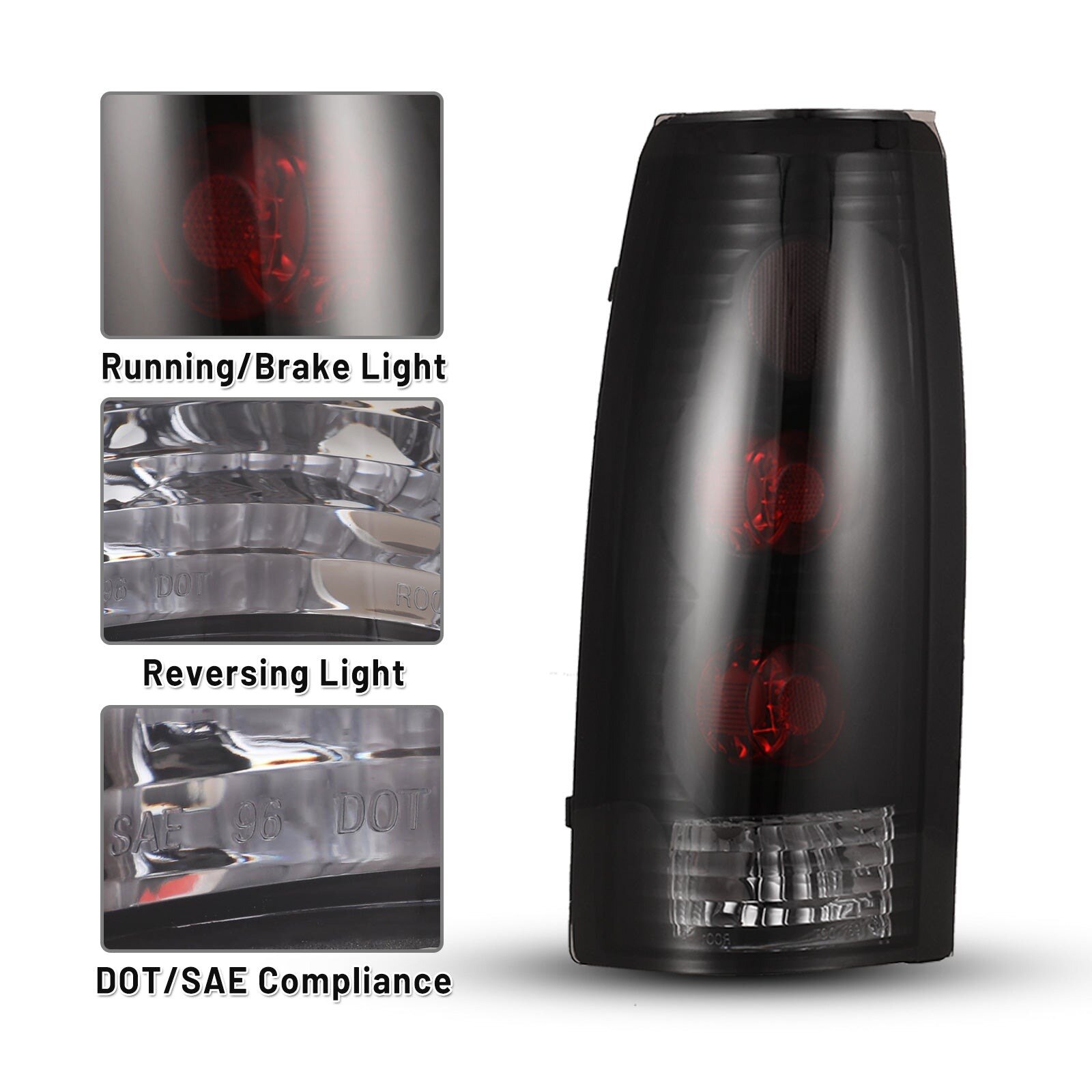 95-99 Chevrolet Tahoe: Winjet Altezza Tail Lights - Black/Smoke