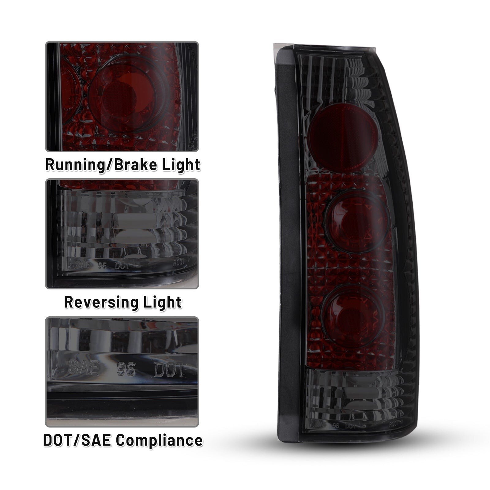 88-98 GMC C/K: Winjet Altezza Tail Lights - Chrome/Smoke photo 2