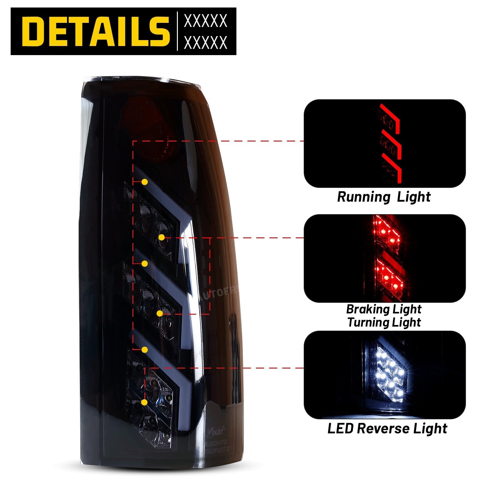 92-99 Chevrolet Suburban: Winjet LED Tail Lights - Black/Smoke photo 2