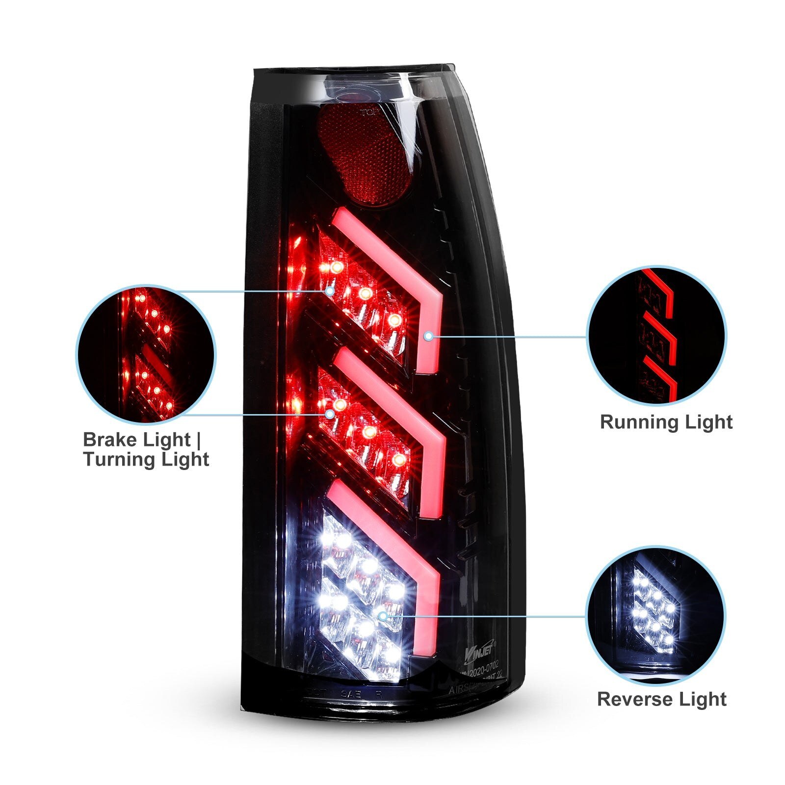 92-94 Chevrolet Blazer: Winjet LED Tail Lights - Gloss Black/Clear photo 4