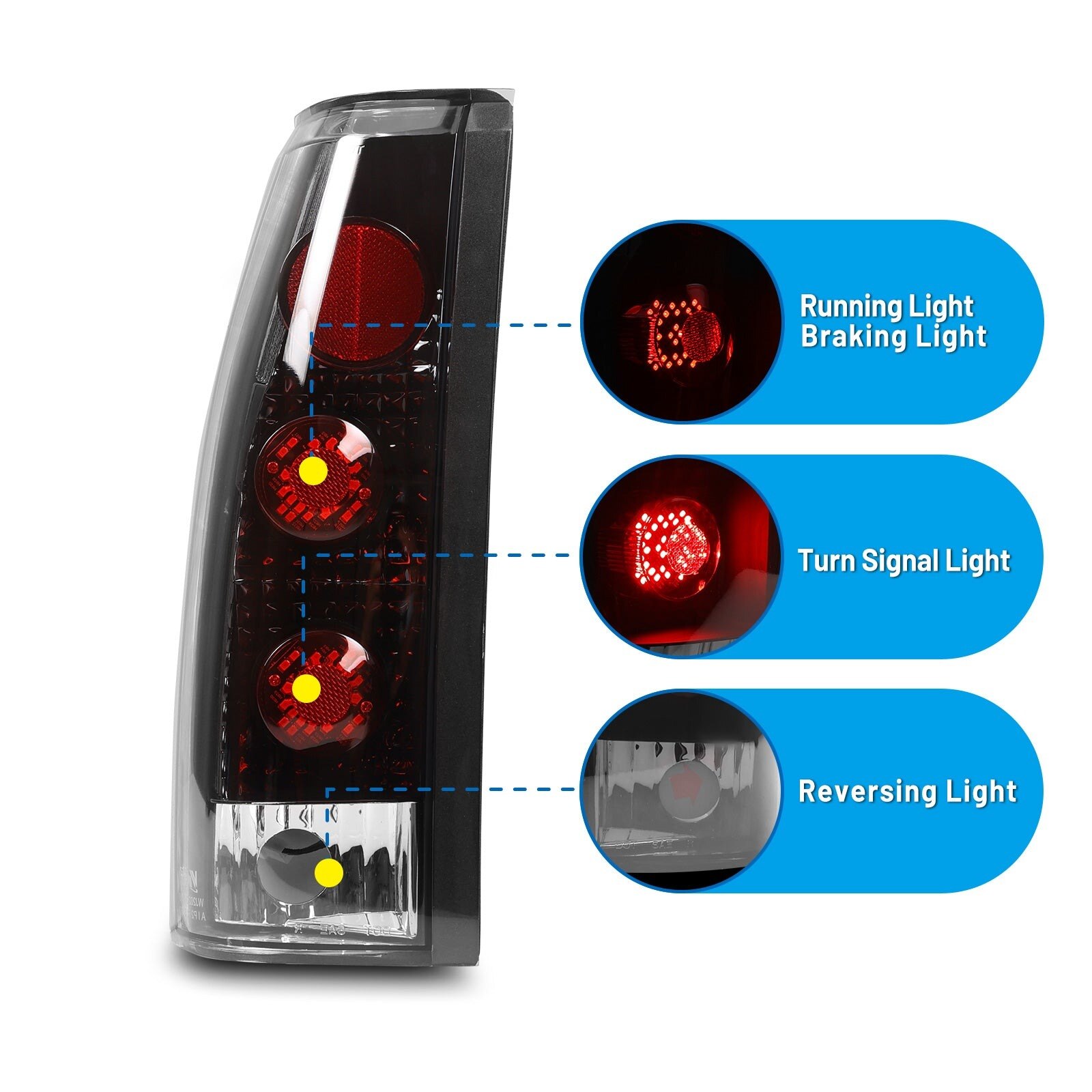 88-99 GMC Suburban: Winjet Tail Lights - Gloss Black/Clear photo 3