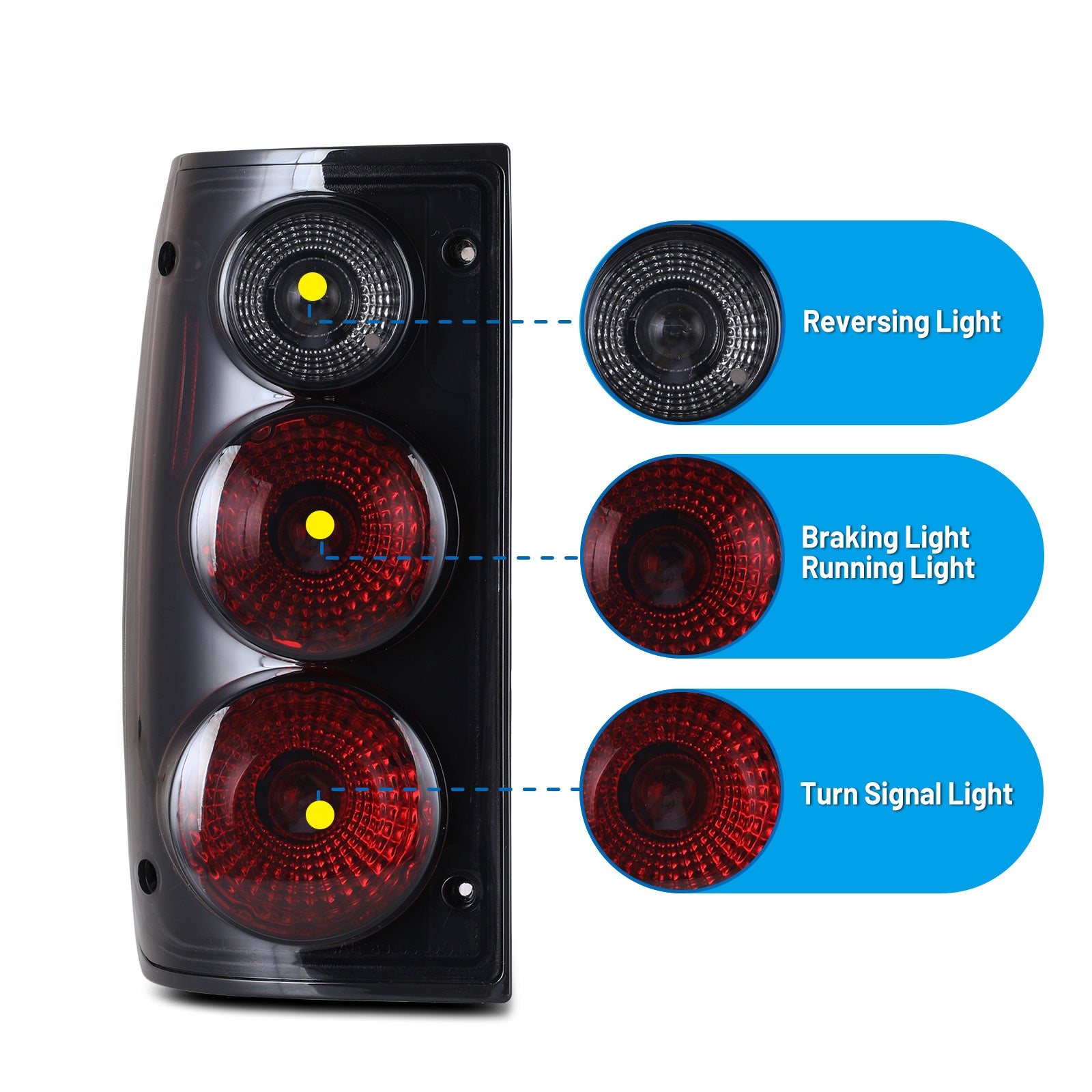 89-95 Toyota Pickup: Winjet Altezza Tail Lights - Black/Smoke photo 2
