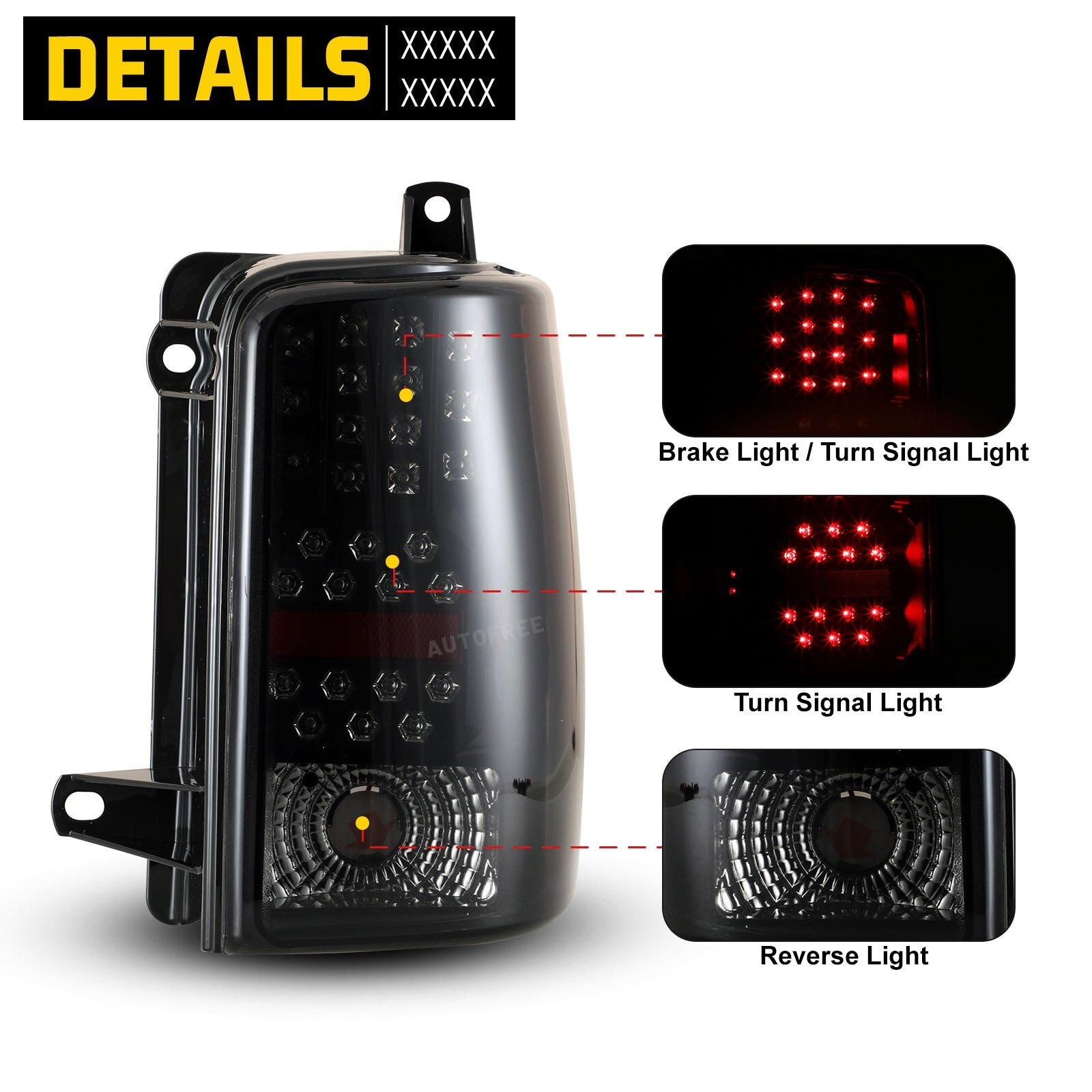 93-98 Jeep Grand Cherokee: Winjet LED Tail Lights - Black/Smoke photo 2