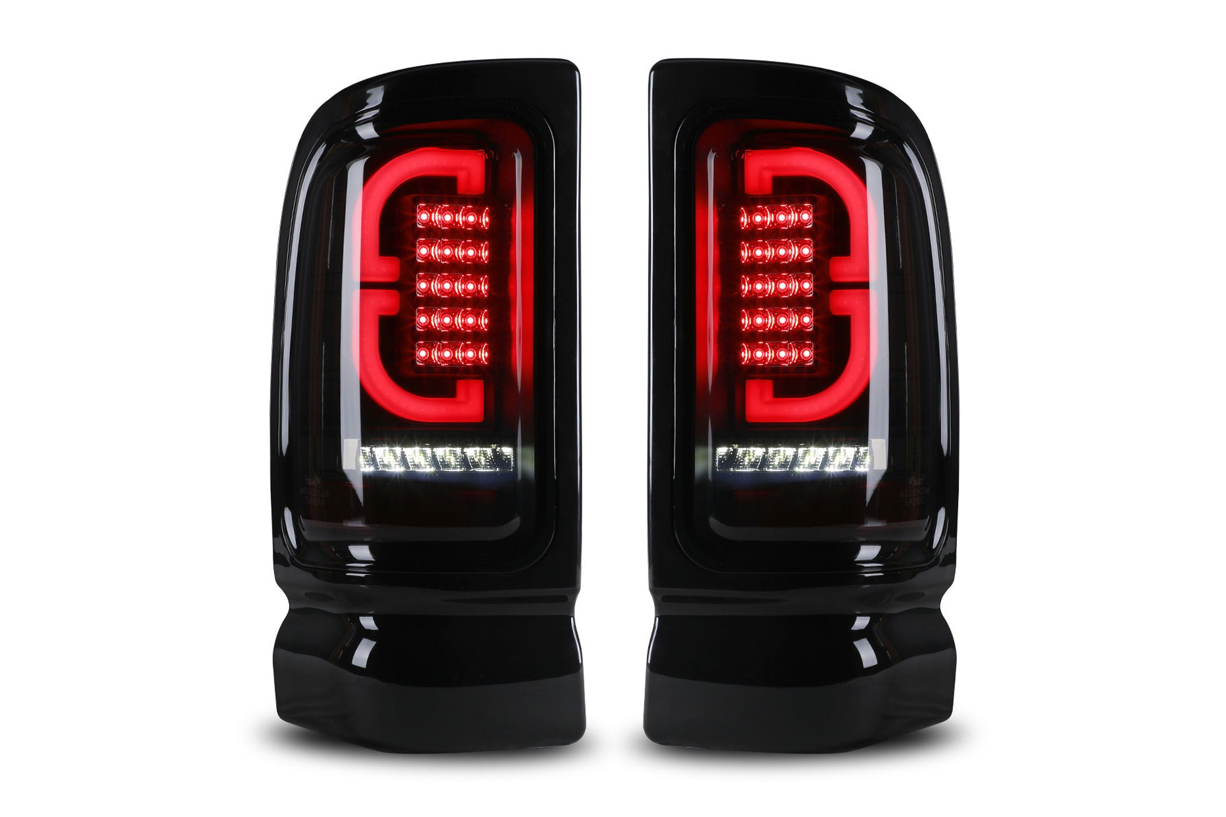 94-02 Ram 1500/HD: Winjet LED Tail Lights - Gloss Black/Clear