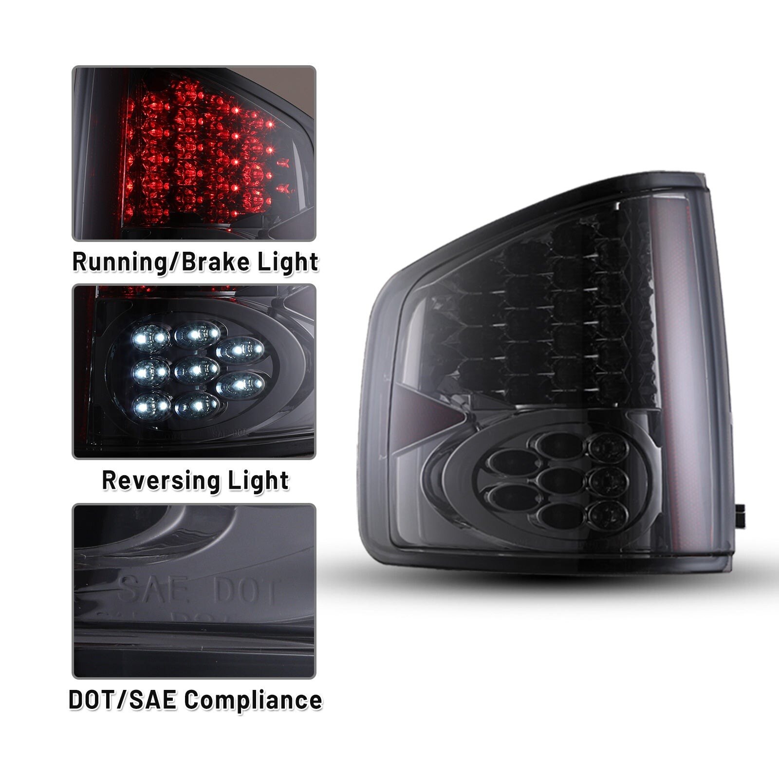 94-04 Chevrolet S10: Winjet LED Tail Lights - Chrome/Smoke photo 2