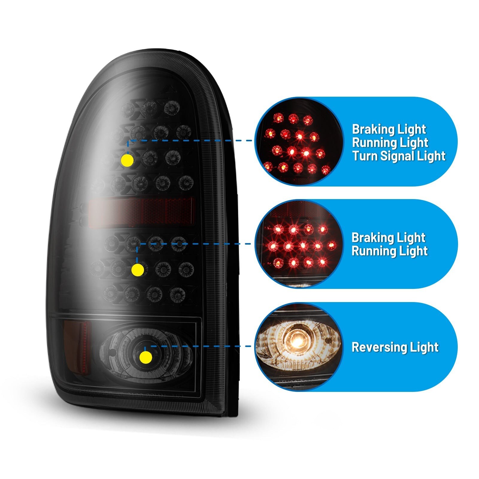 96-00 Dodge Caravan: Winjet LED Tail Lights - Black/Smoke photo 3