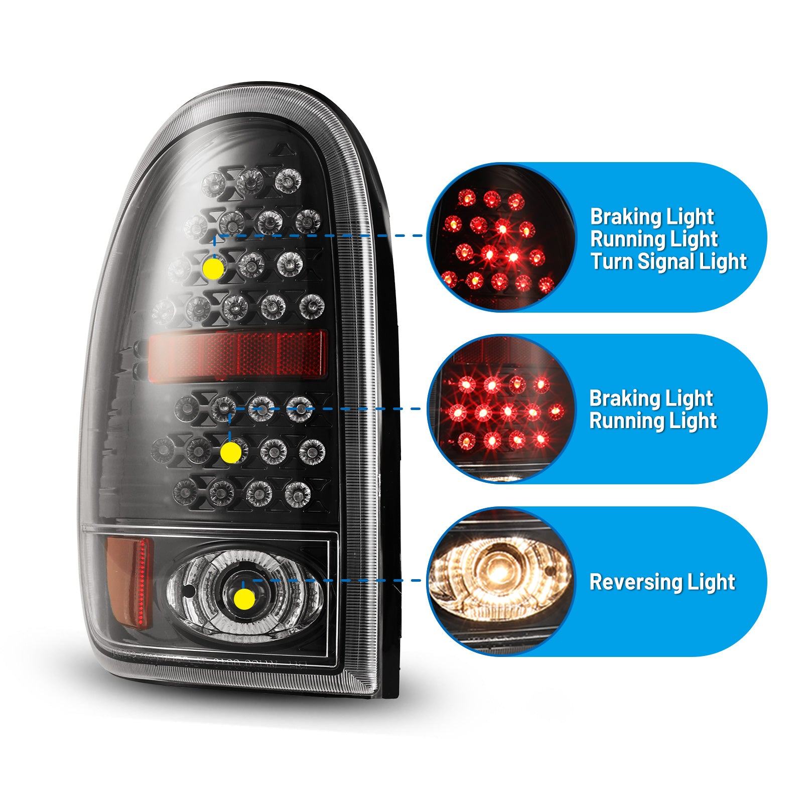 96-00 Chrysler Town & Country: Winjet LED Tail Lights - Gloss Black/Clear photo 3