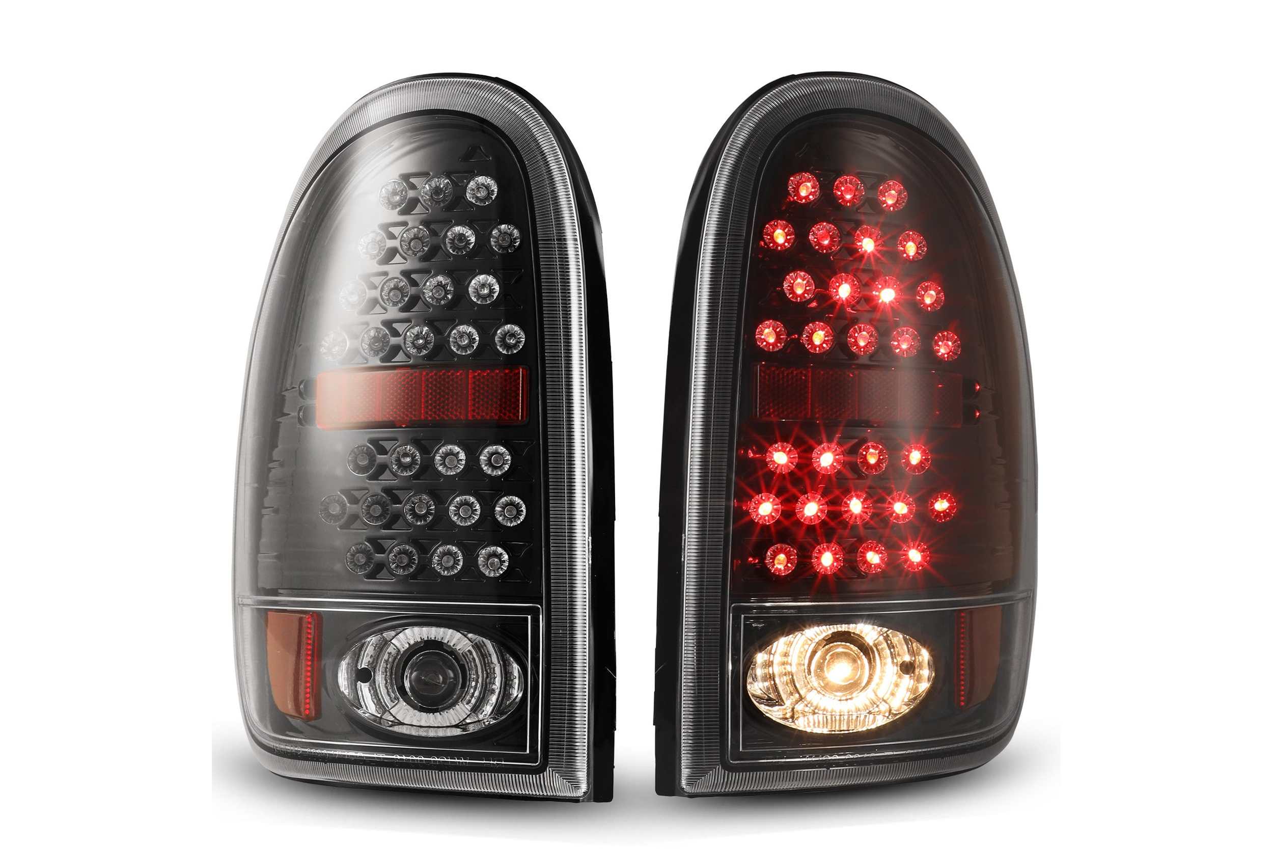 96-00 Dodge Grand Caravan: Winjet LED Tail Lights - Gloss Black/Clear
