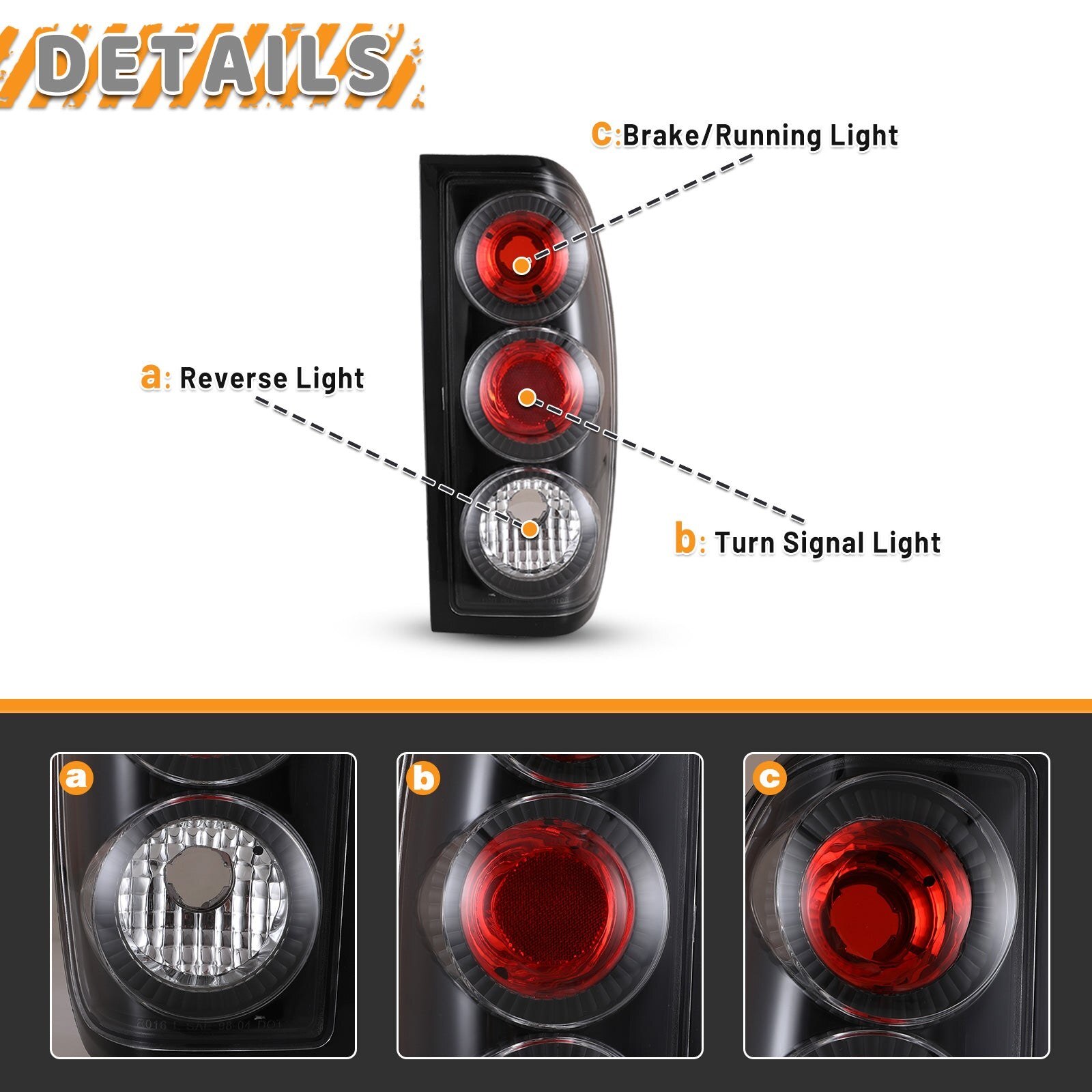 98-04 Nissan Frontier: Winjet Altezza Tail Lights - Black/Clear photo 2