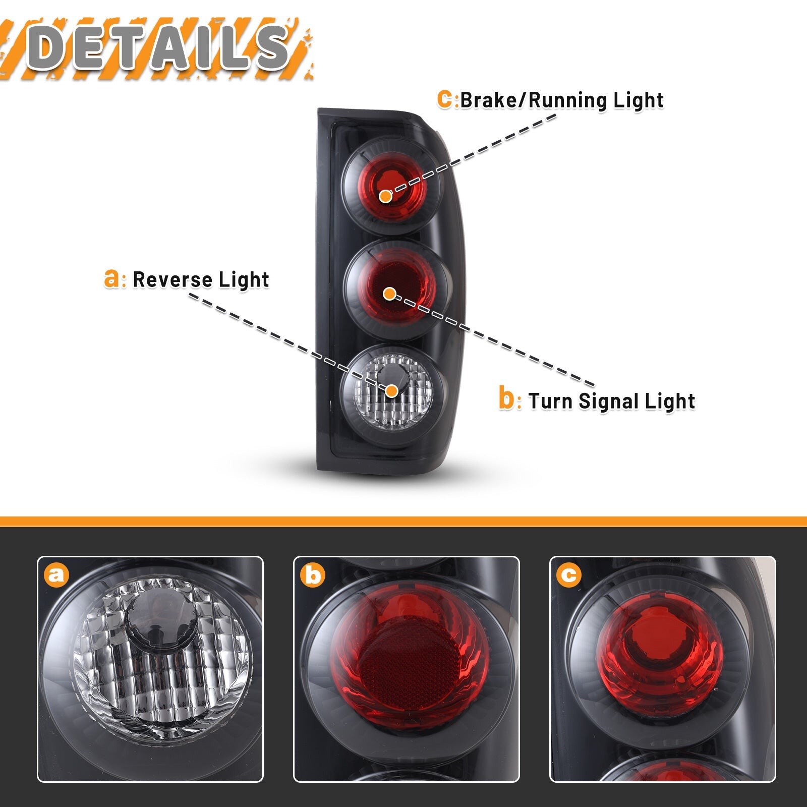 98-04 Nissan Frontier: Winjet Altezza Tail Lights - Black/Smoke photo 2