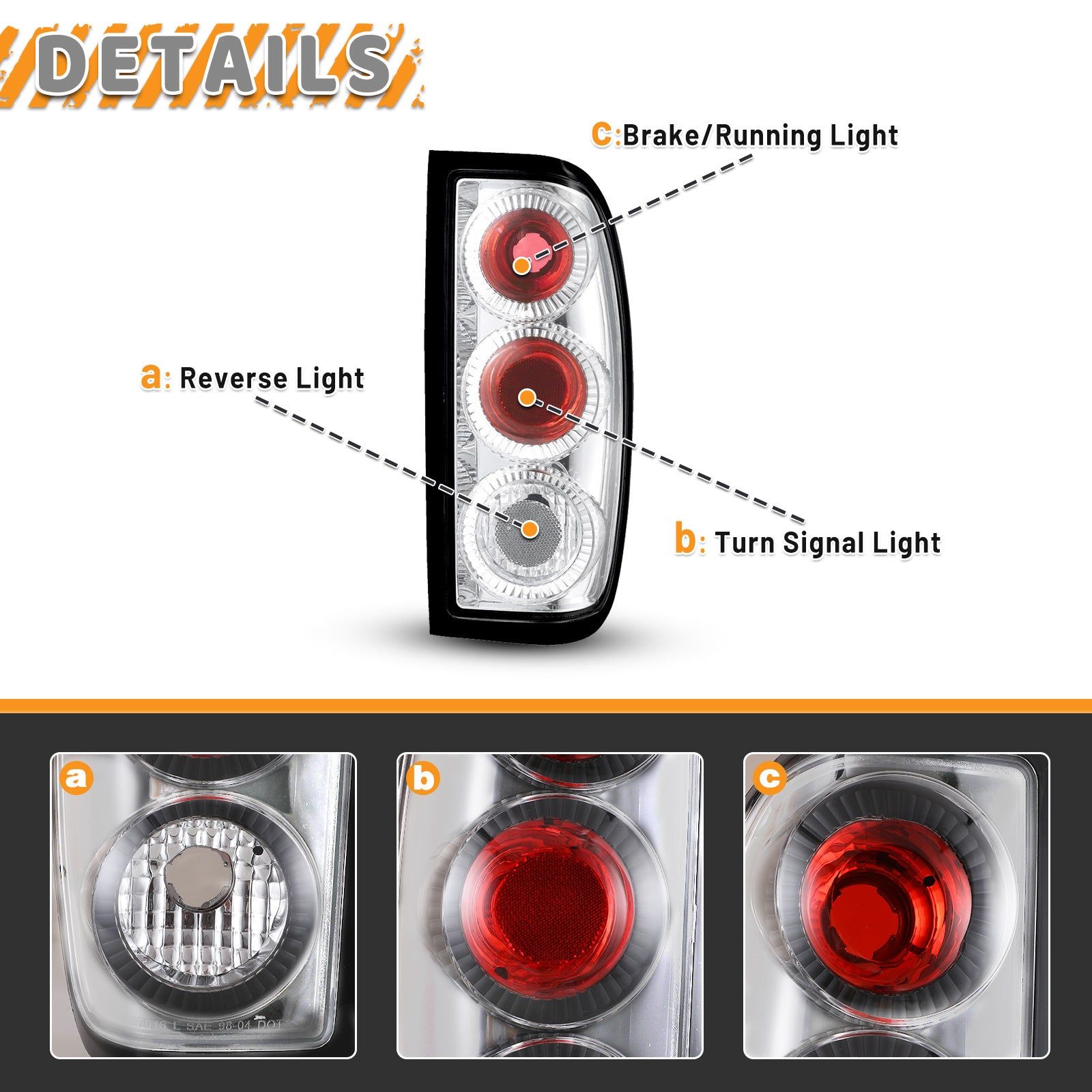 98-04 Nissan Frontier: Winjet Altezza Tail Lights - Chrome/Clear photo 2