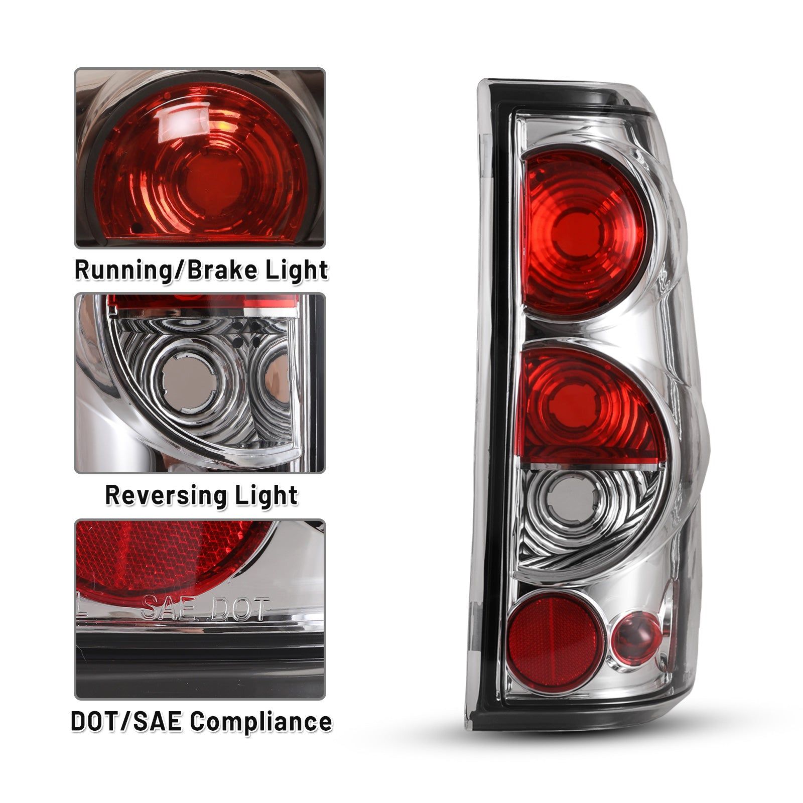99-07 Chevrolet Silverado: Winjet Altezza Tail Lights - Chrome/Clear photo 2