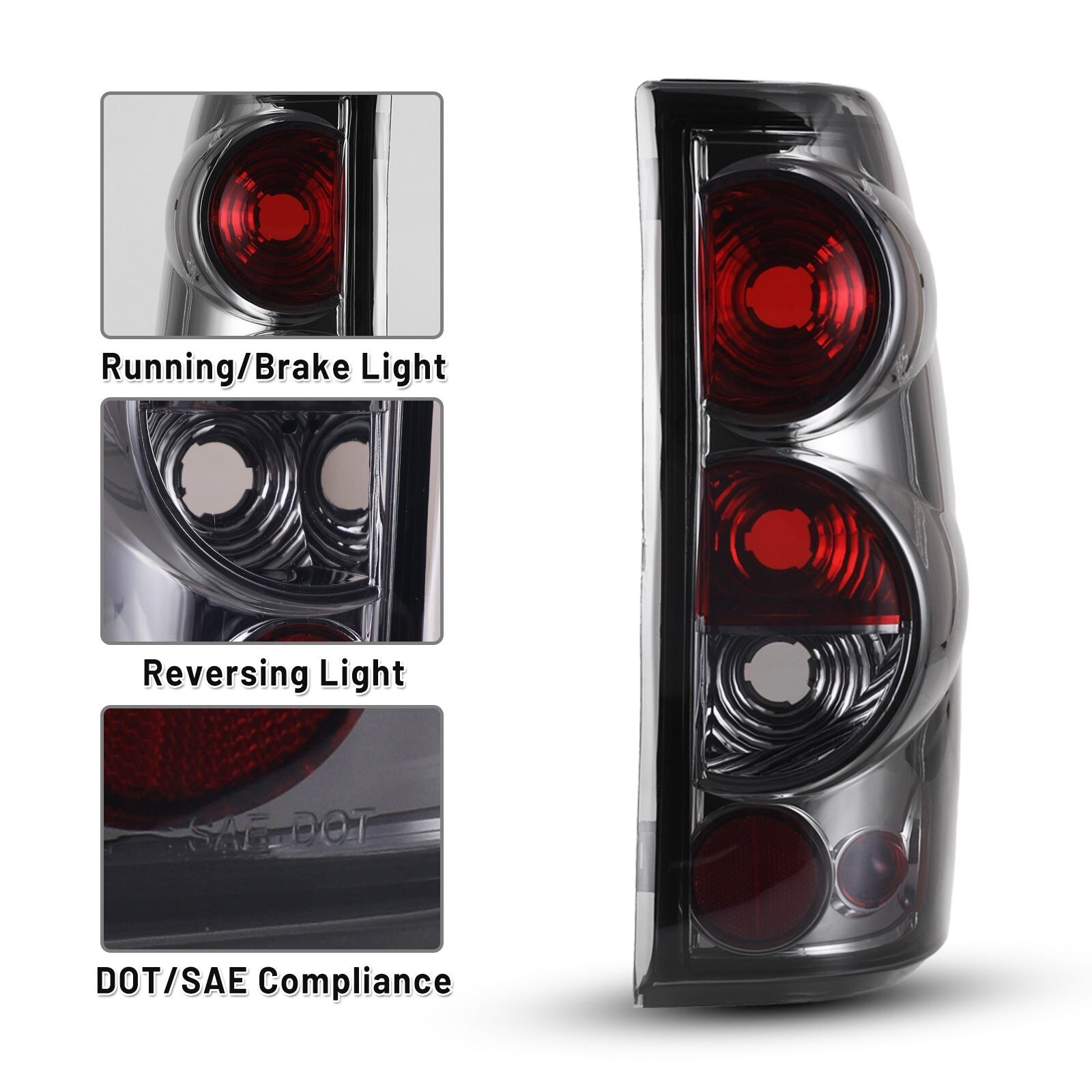 99-03 GMC Sierra: Winjet Altezza Tail Lights - Chrome/Smoke photo 2