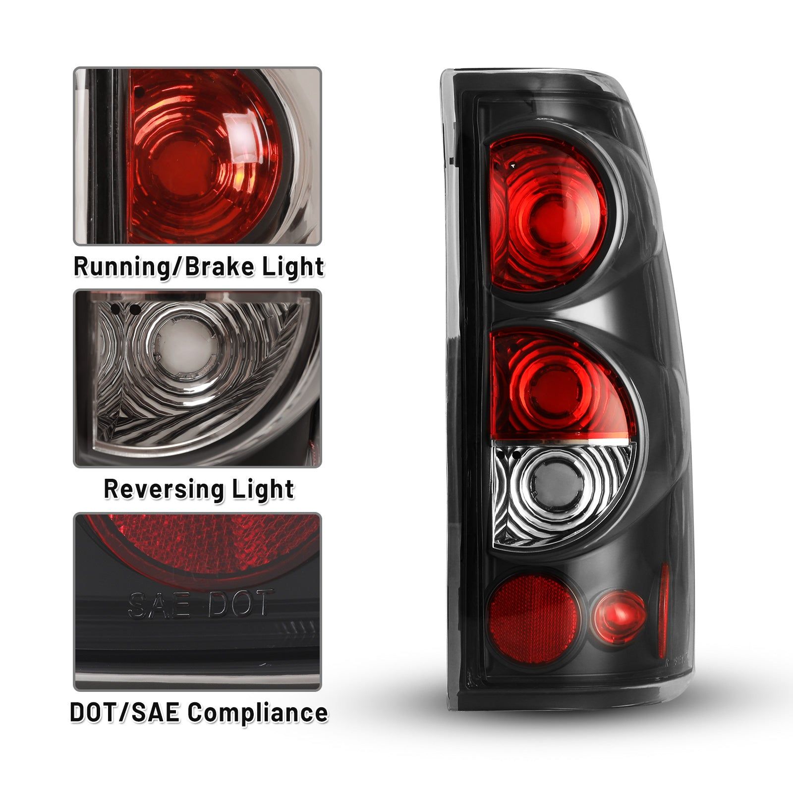 99-07 Chevrolet Silverado: Winjet Altezza Tail Lights - Gloss Black/Clear photo 2