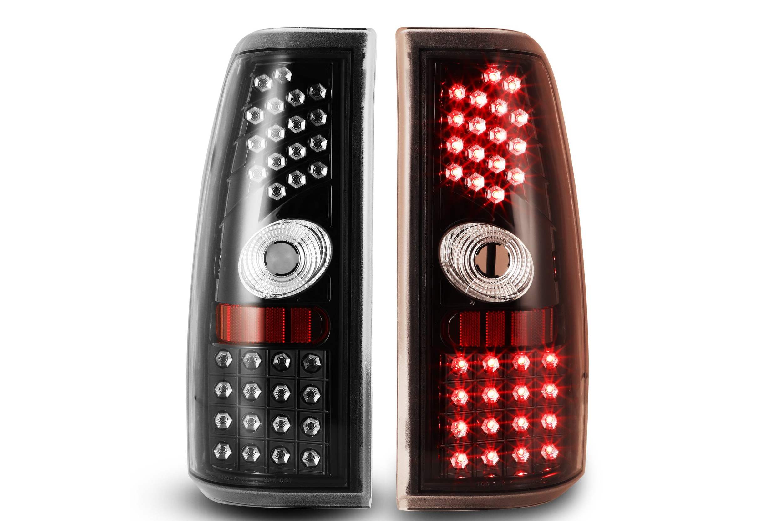 99-03 GMC Sierra: Winjet LED Tail Lights - Gloss Black/Clear photo 2