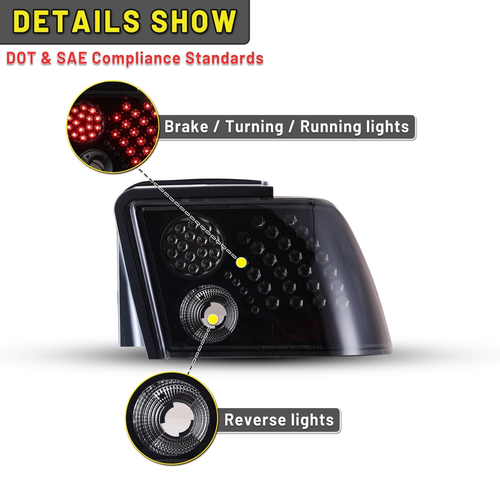 99-04 Ford Mustang: Winjet LED Tail Lights - Black/Smoke photo 2