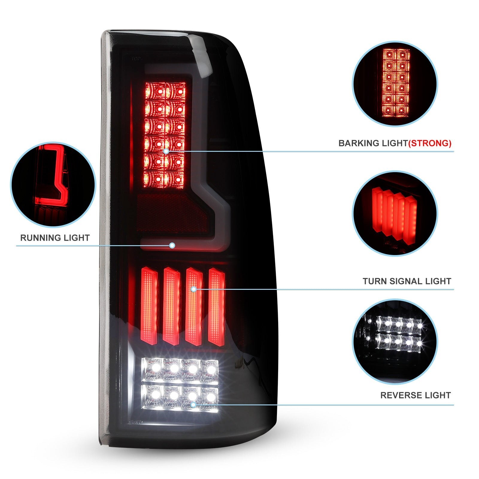99-07 Chevrolet Silverado: Renegade LED Tail Lights - Black/Smoke photo 3