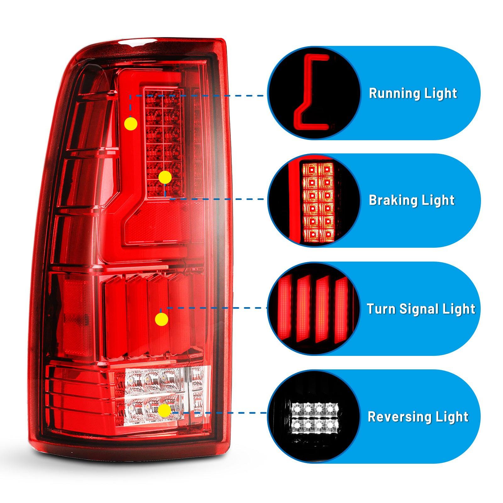 99-07 Chevrolet Silverado: Renegade LED Tail Lights - Chrome/Red