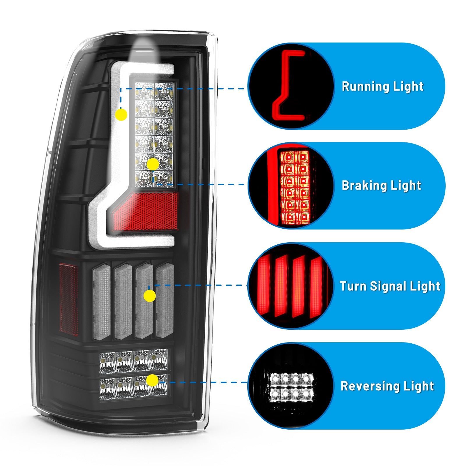 99-07 Chevrolet Silverado: Renegade LED Tail Lights - Gloss Black/Smoke photo 2
