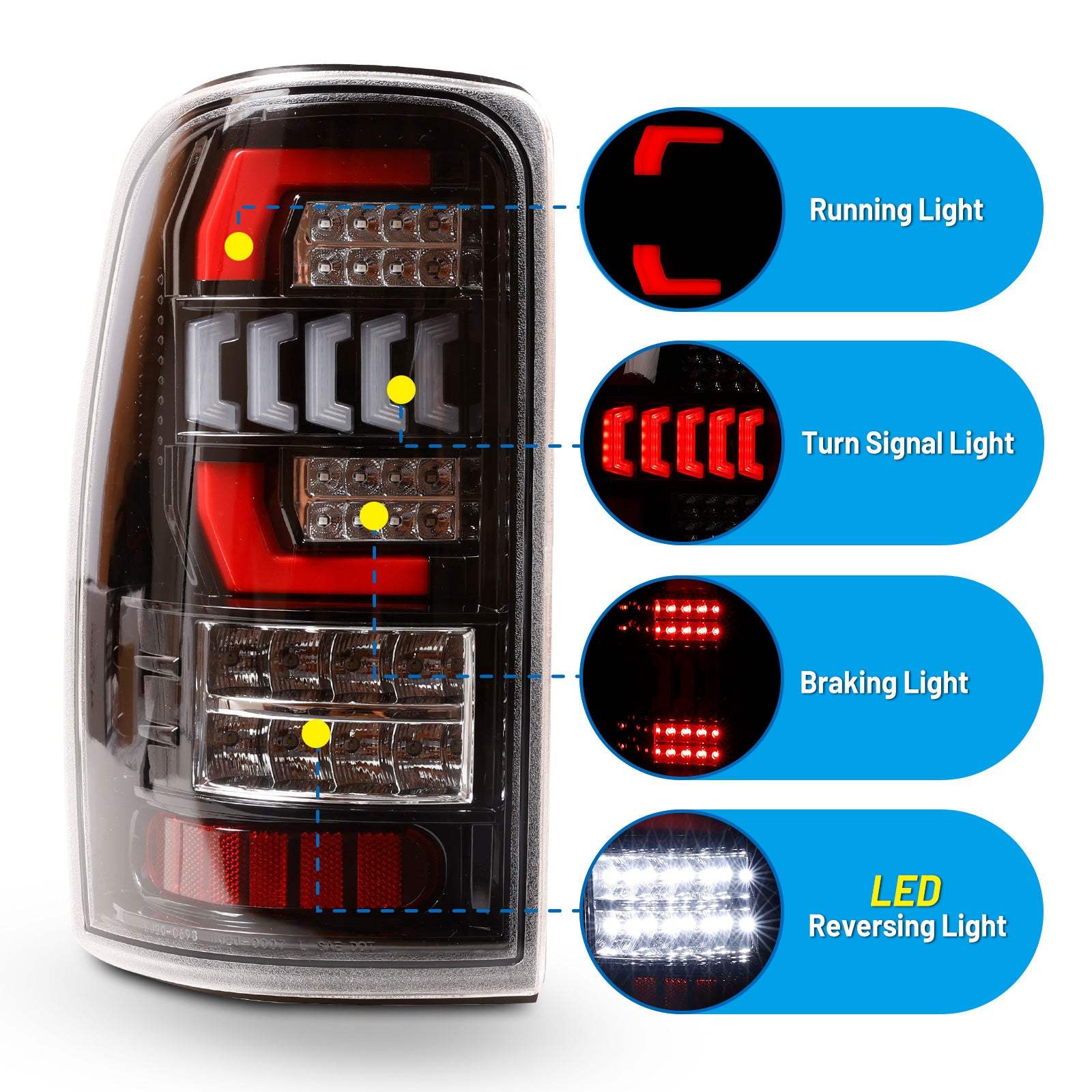 00-06 Chevrolet Tahoe: Winjet LED Tail Lights - Gloss Black/Clear
