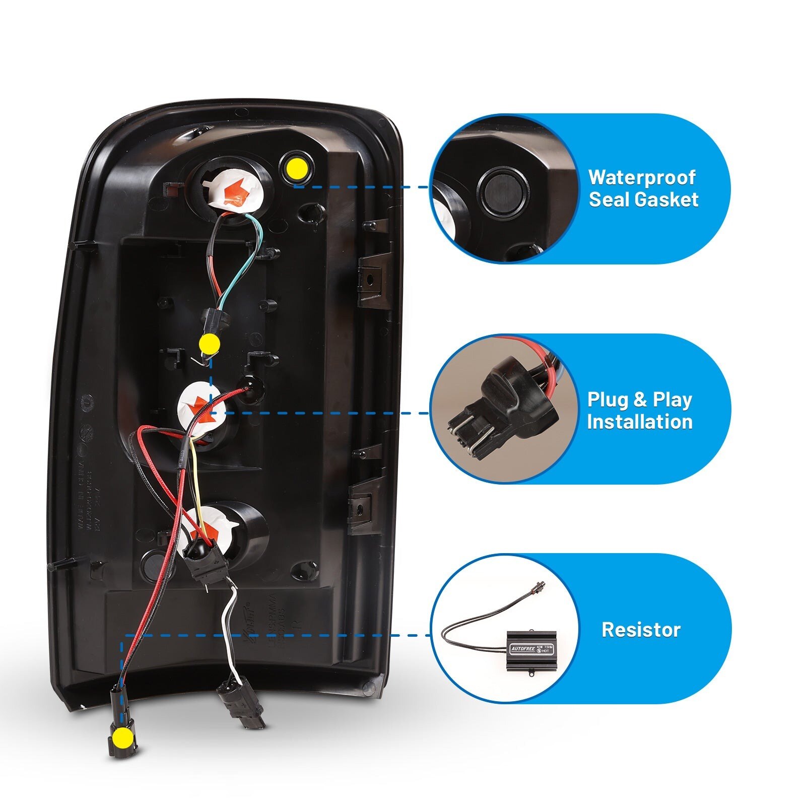 00-06 GMC Yukon: Winjet LED Tail Lights - Gloss Black/Clear photo 3