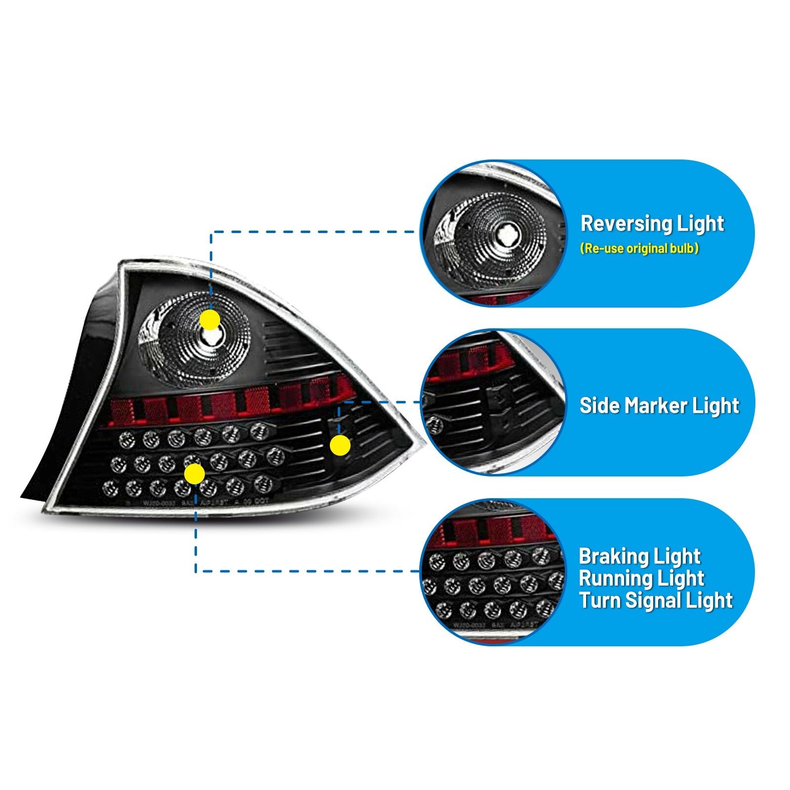 01-03 Honda Civic: Winjet LED Tail Lights - Black/Clear photo 2