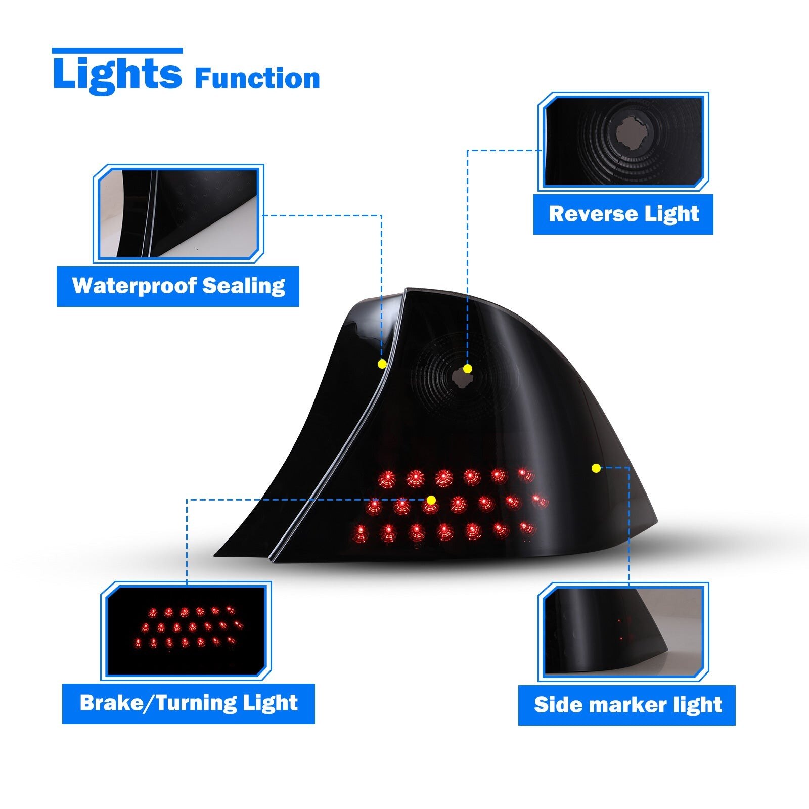 01-03 Honda Civic: Winjet LED Tail Lights - Black/Smoke photo 2