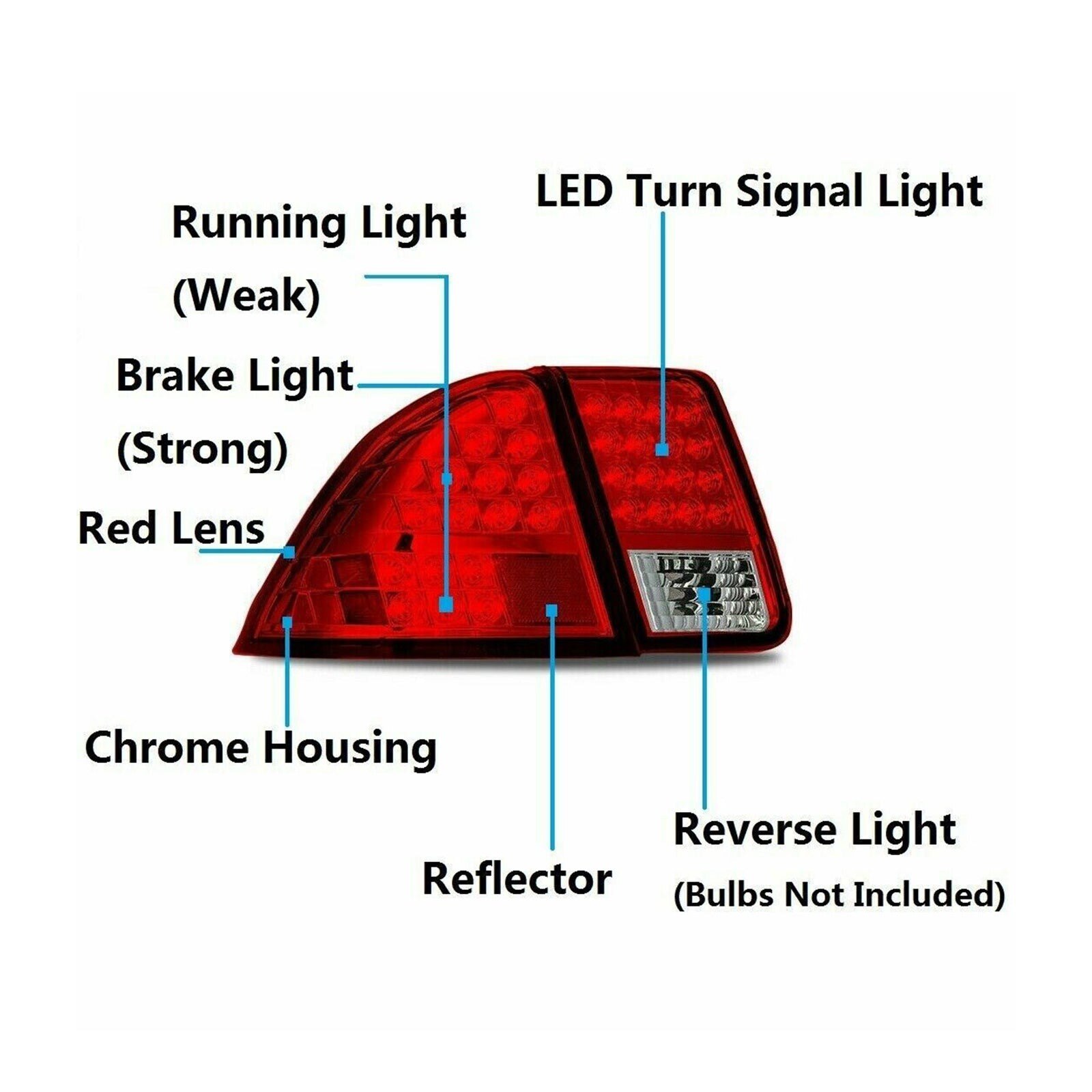 01-05 Honda Civic: Winjet LED Tail Lights - Chrome/Red photo 2