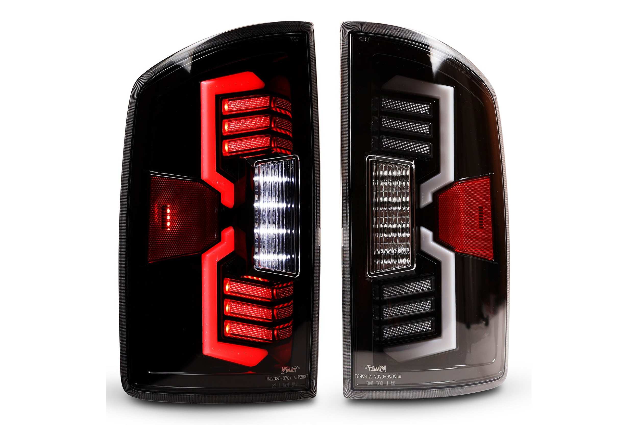 02-06 Ram 1500/HD: Winjet LED Tail Lights - Gloss Black/Clear