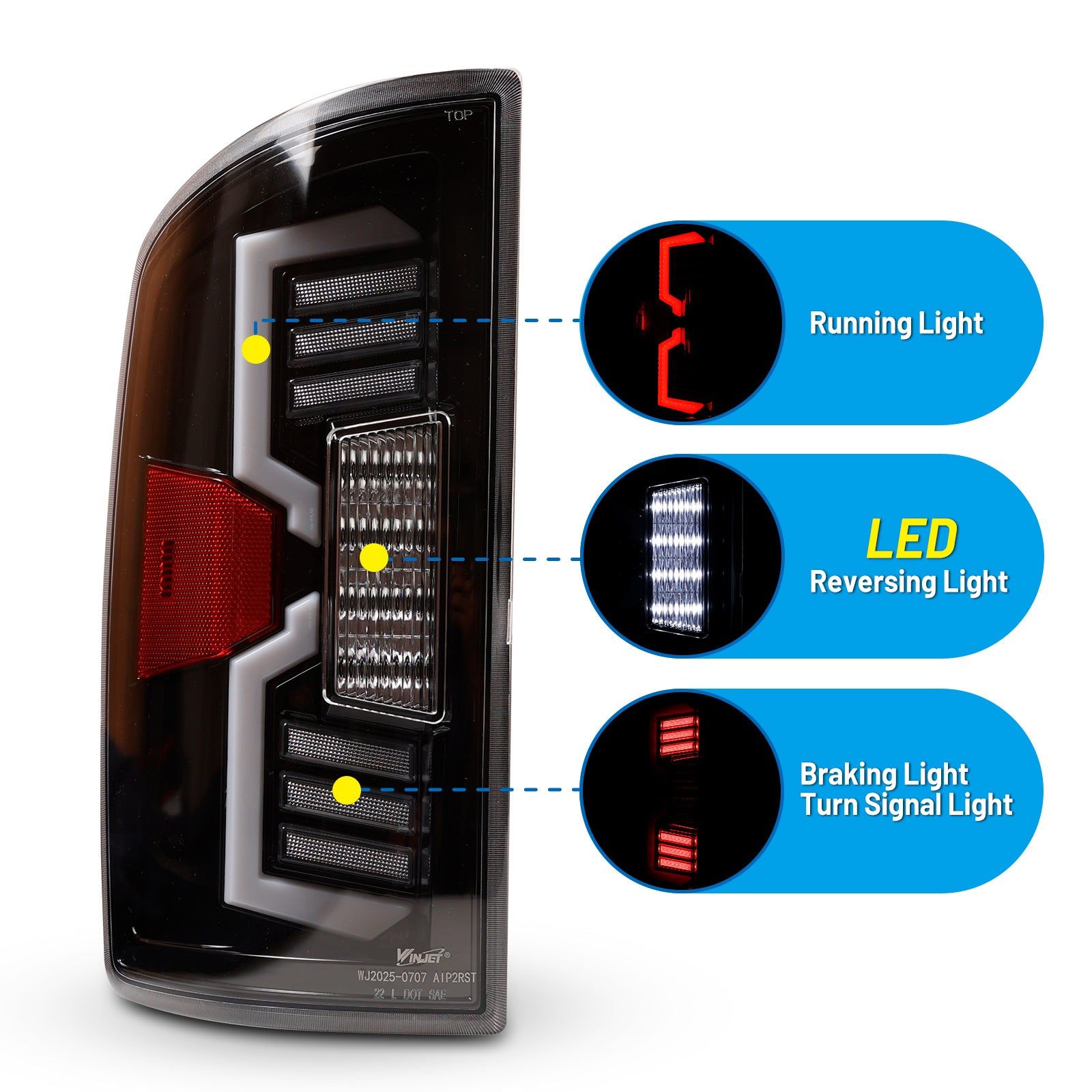02-06 Ram 1500/HD: Winjet LED Tail Lights - Gloss Black/Clear photo 2