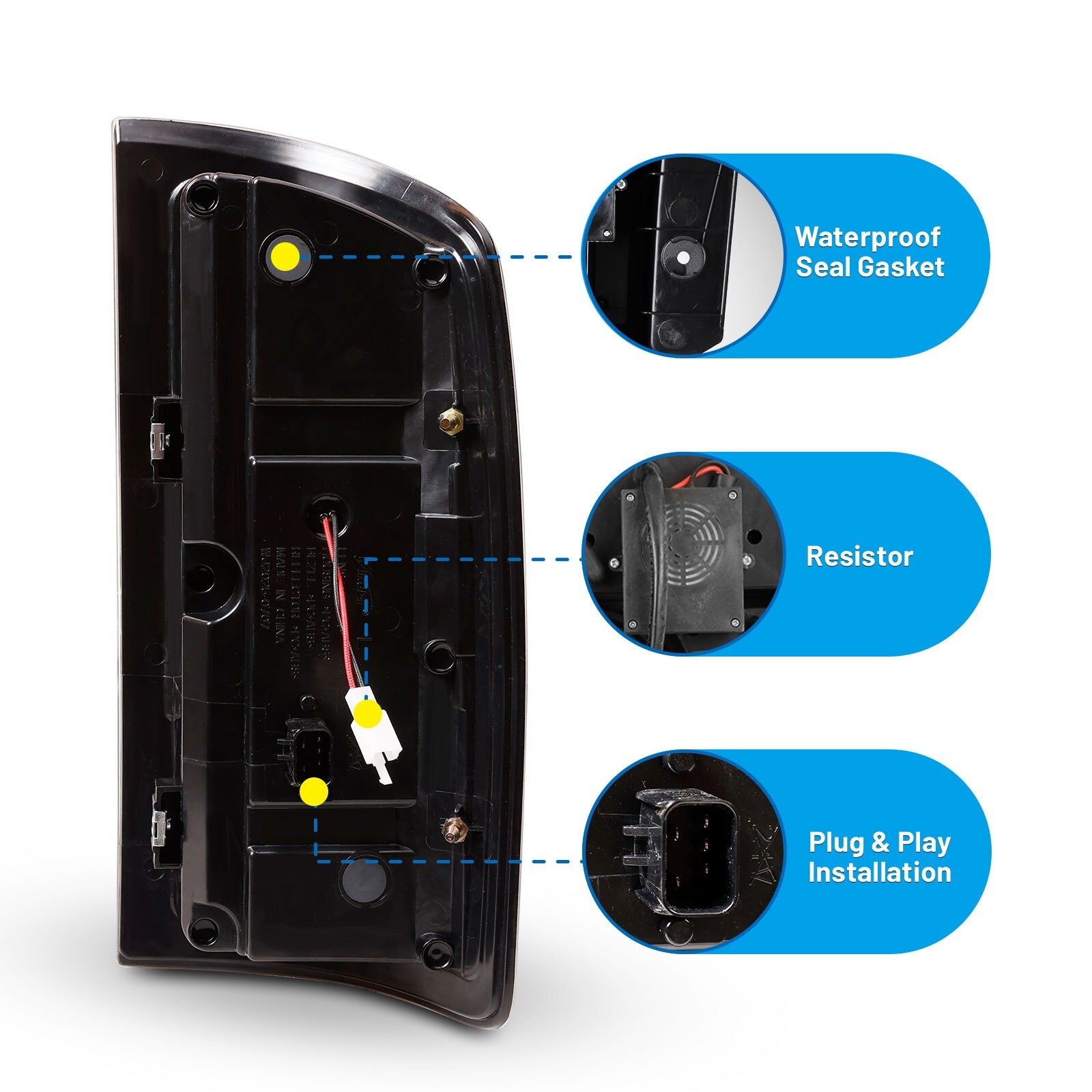 02-06 Ram 1500/HD: Winjet LED Tail Lights - Gloss Black/Clear photo 3