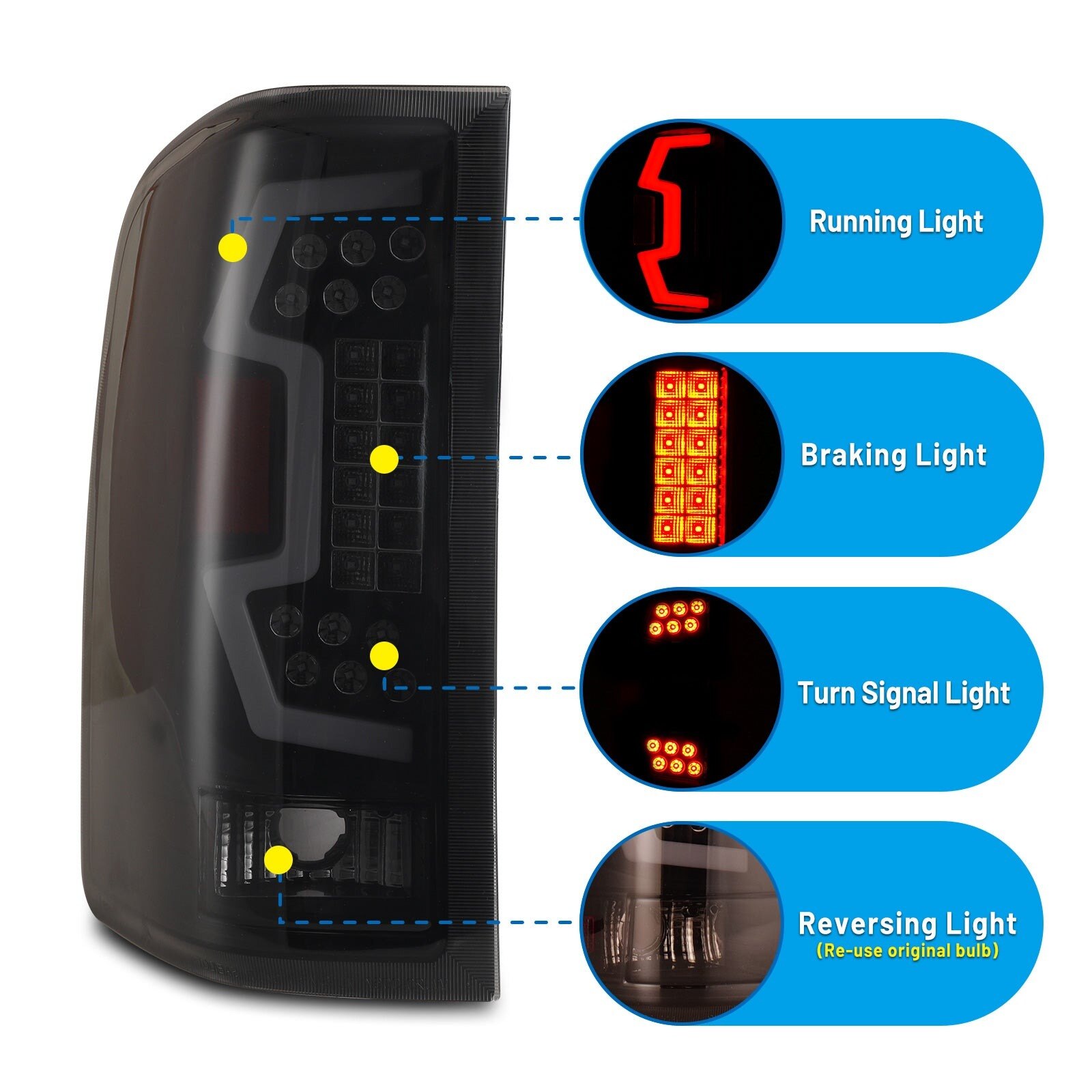 07-14 Chevrolet Silverado: Renegade LED Tail Lights - Black/Smoke