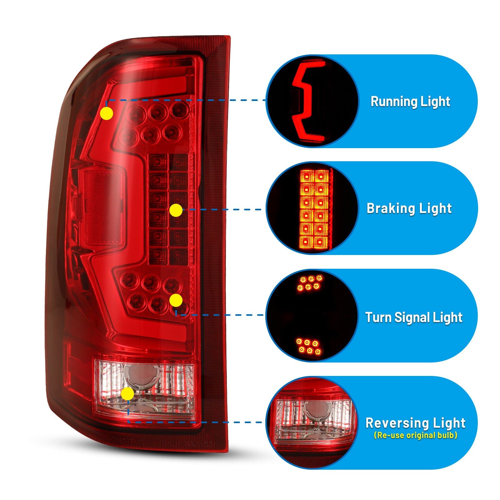 07-14 Chevrolet Silverado: Renegade LED Tail Lights - Chrome/Red