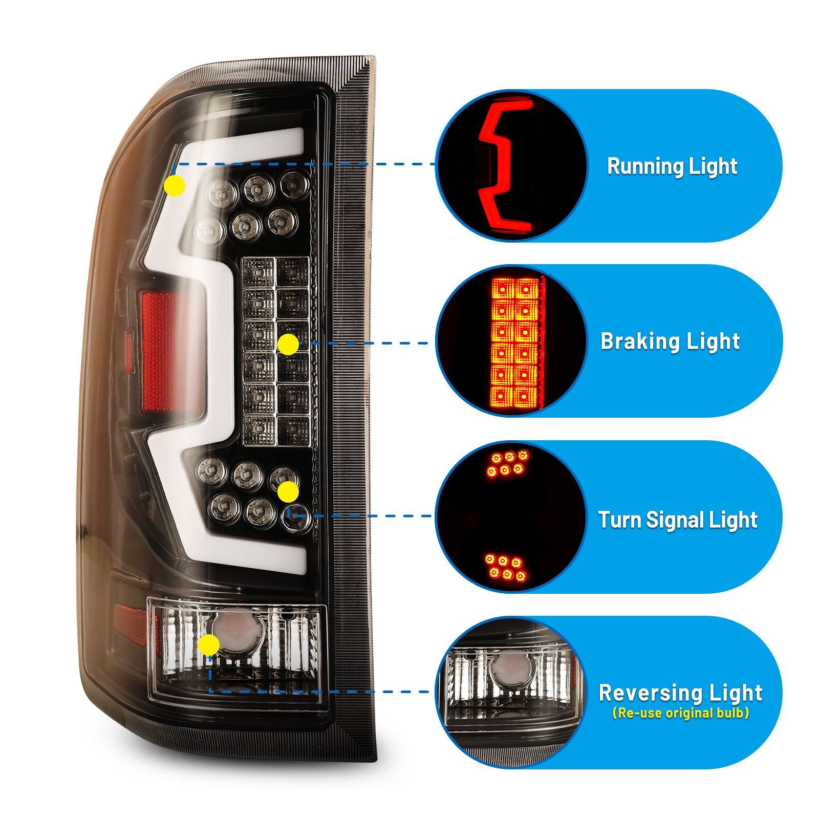 07-14 Chevrolet Silverado: Renegade LED Tail Lights - Gloss Black/Clear
