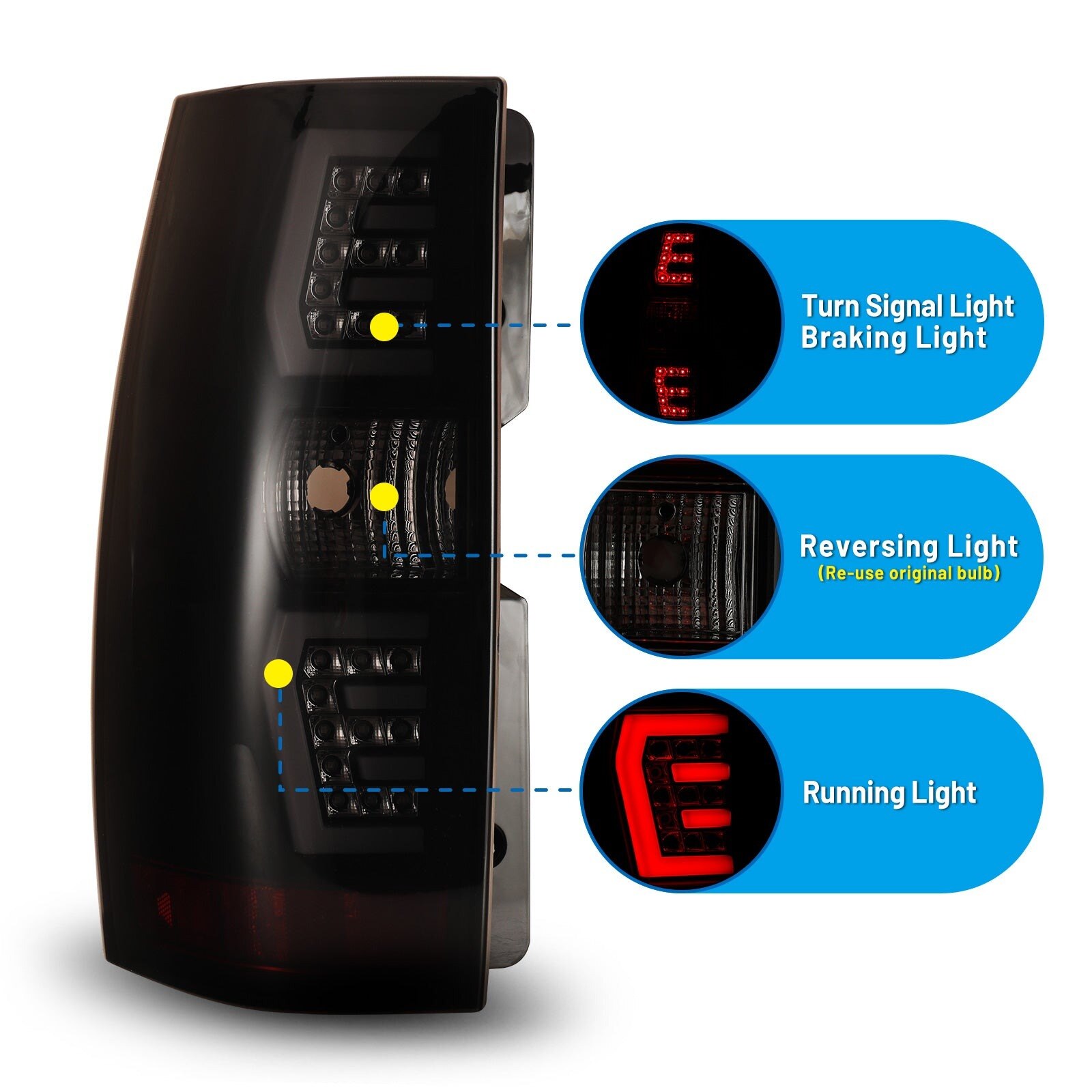 07-14 Chevrolet Suburban: Renegade LED Tail Lights - Black/Smoke