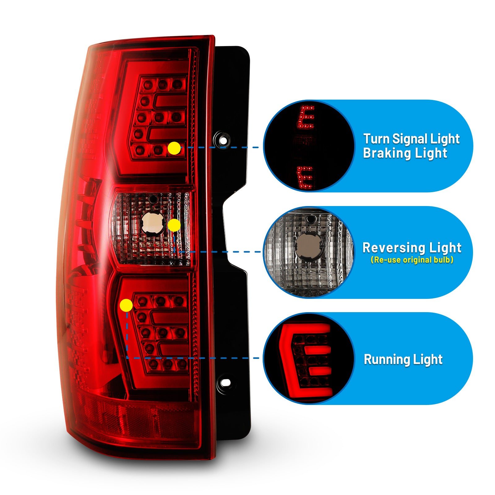 07-14 Chevrolet Suburban: Renegade LED Tail Lights - Chrome/Red