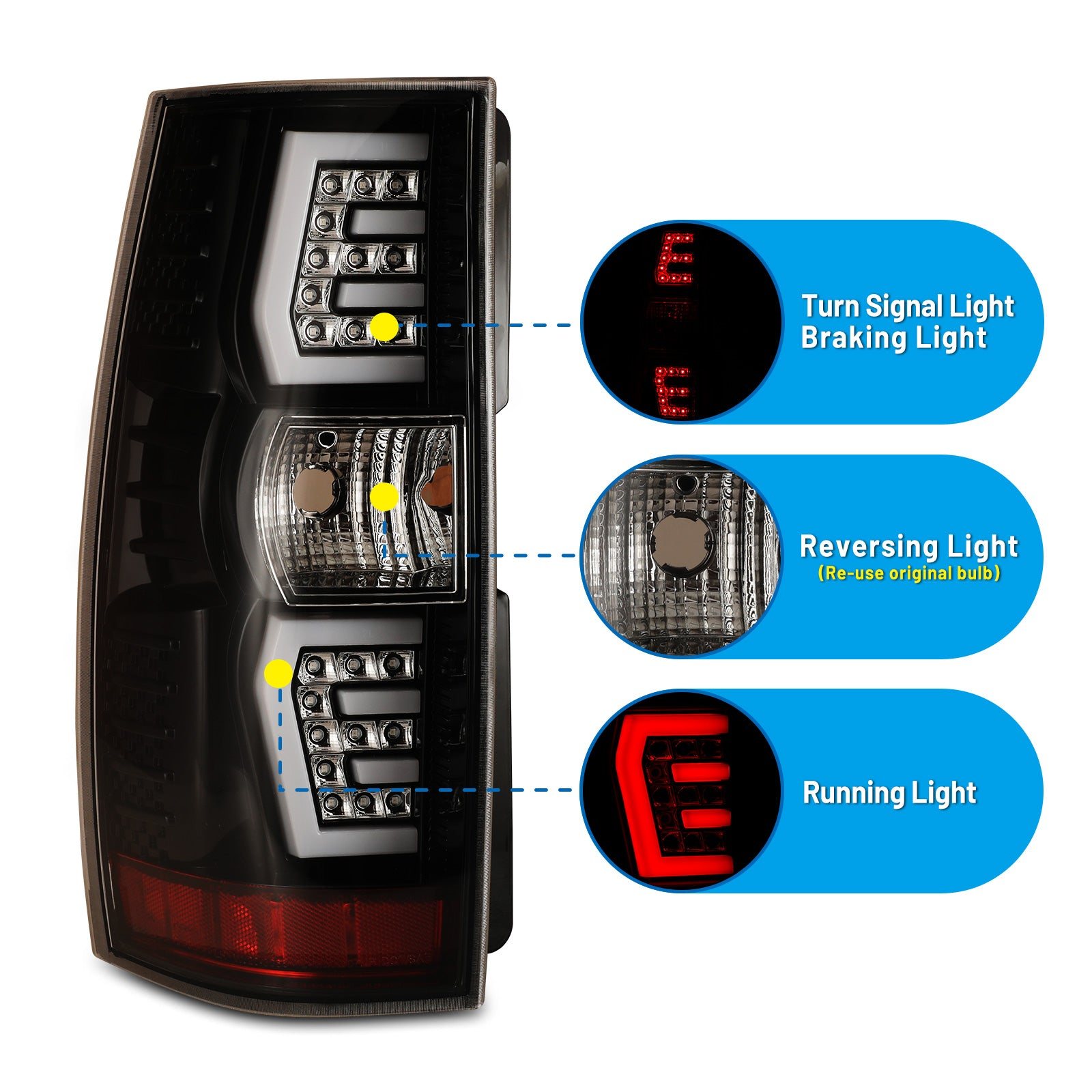 07-14 Chevrolet Suburban: Renegade LED Tail Lights - Gloss Black/Clear